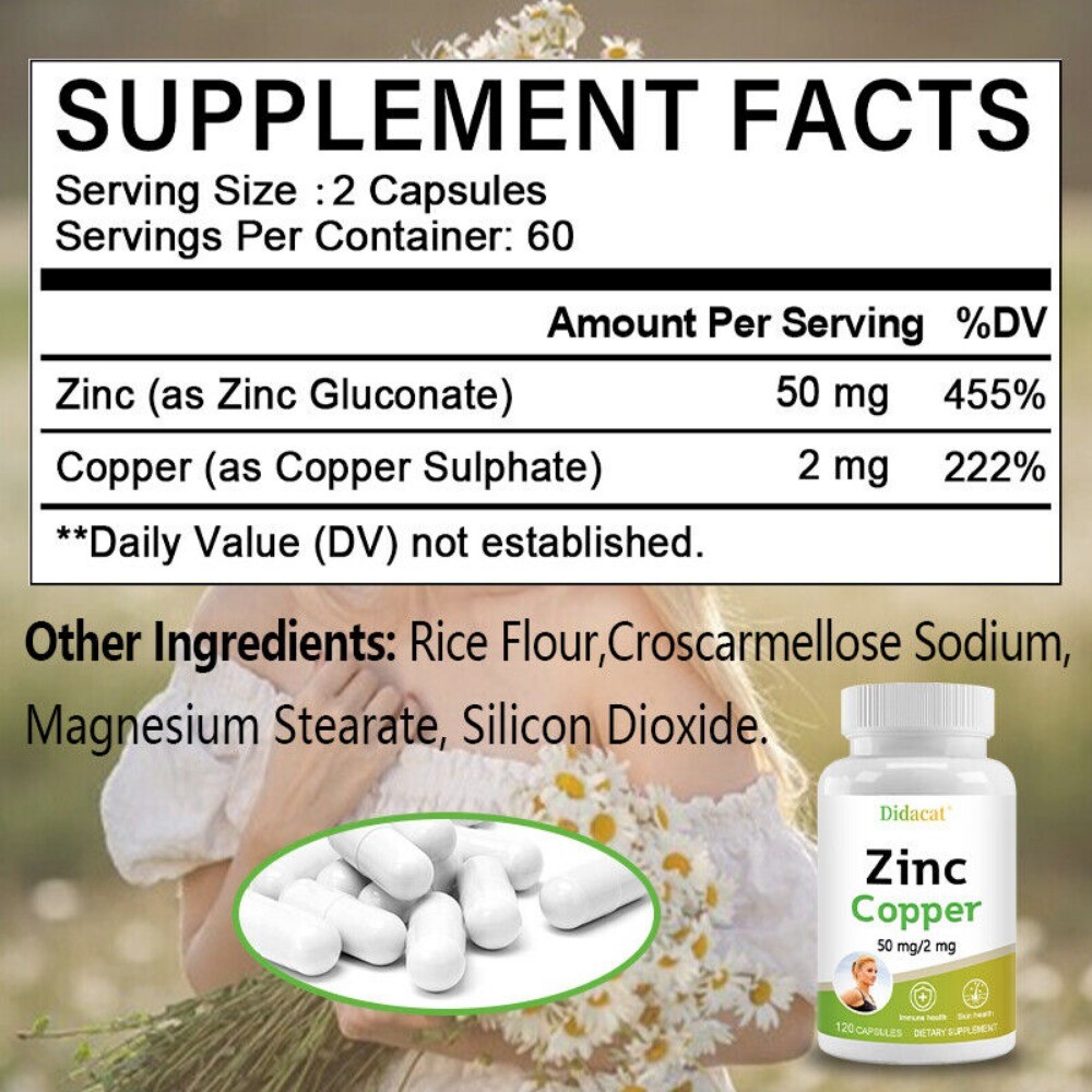 Zinc Copper Supplements,Support Immunity, Antioxidant, Cellular Rejuvenation