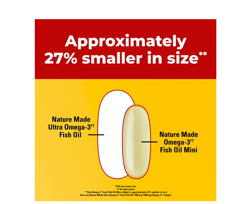 Nature Made Burp-Less Omega-3 from Fish Oil 1400 Mg Minis Softgels, 80 Count