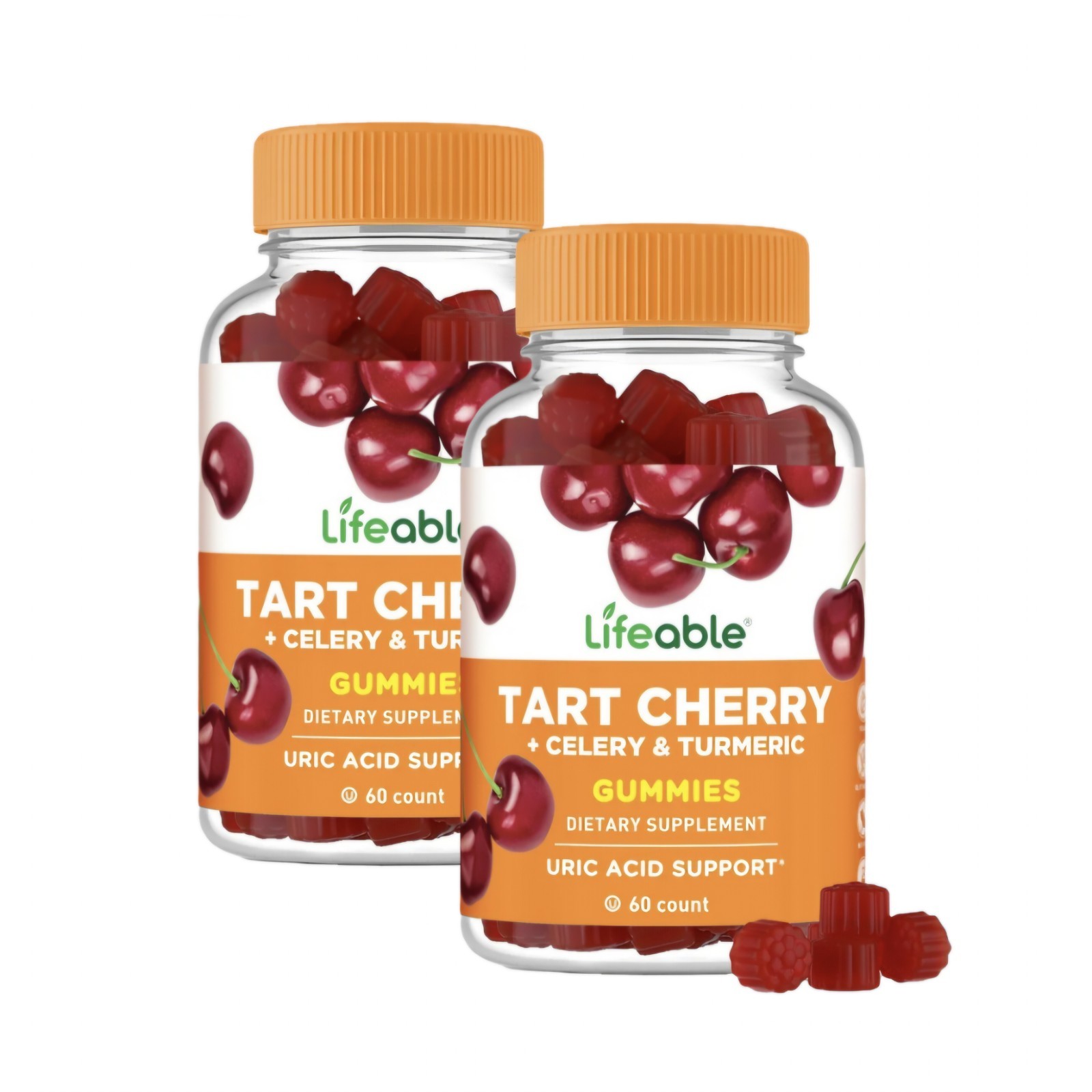 Lifeable Tart Cherry Gummies Uric Acid Support 2 PACK Supplement 60 Count