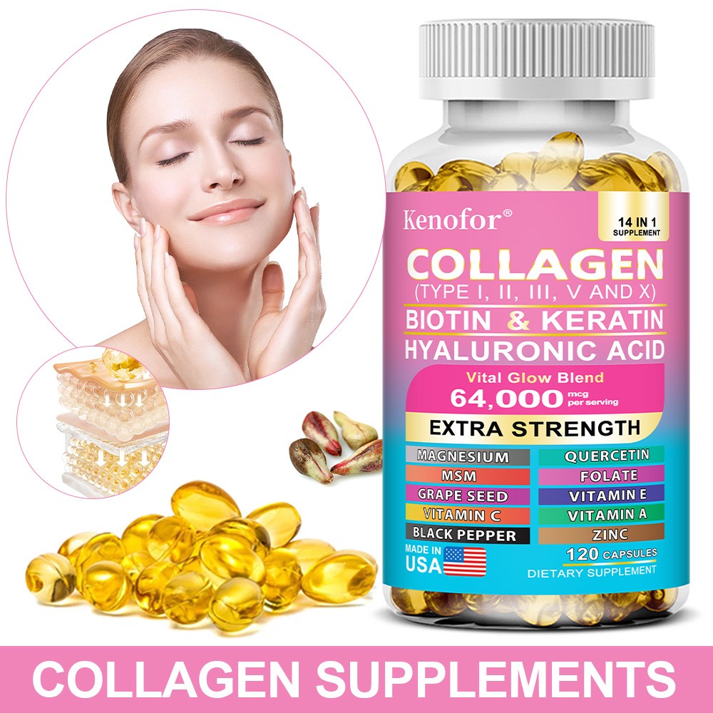 Collagen Supplements Improve Skin Nail Hair Joint Health Vitamins 120 Softgels