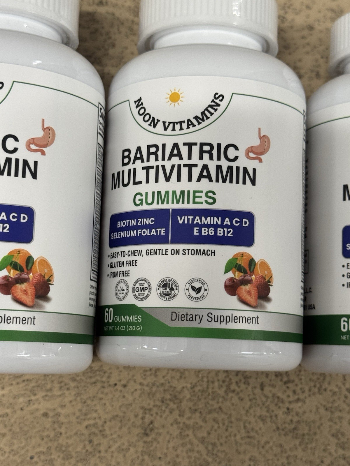 4x Noon Vitamins Bariatric Support Multivitamin Gummies 60 Count Biotin Zinc A C