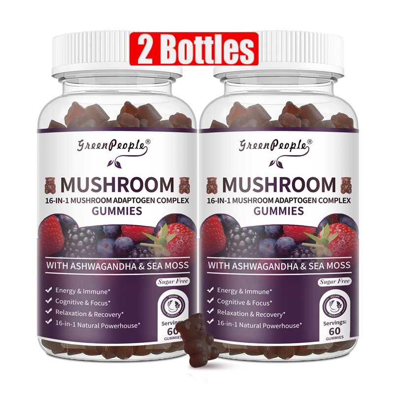 Mushroom Extract Complex Gummies Lions Mane Chaga 2-pack Focus Memory Immunity