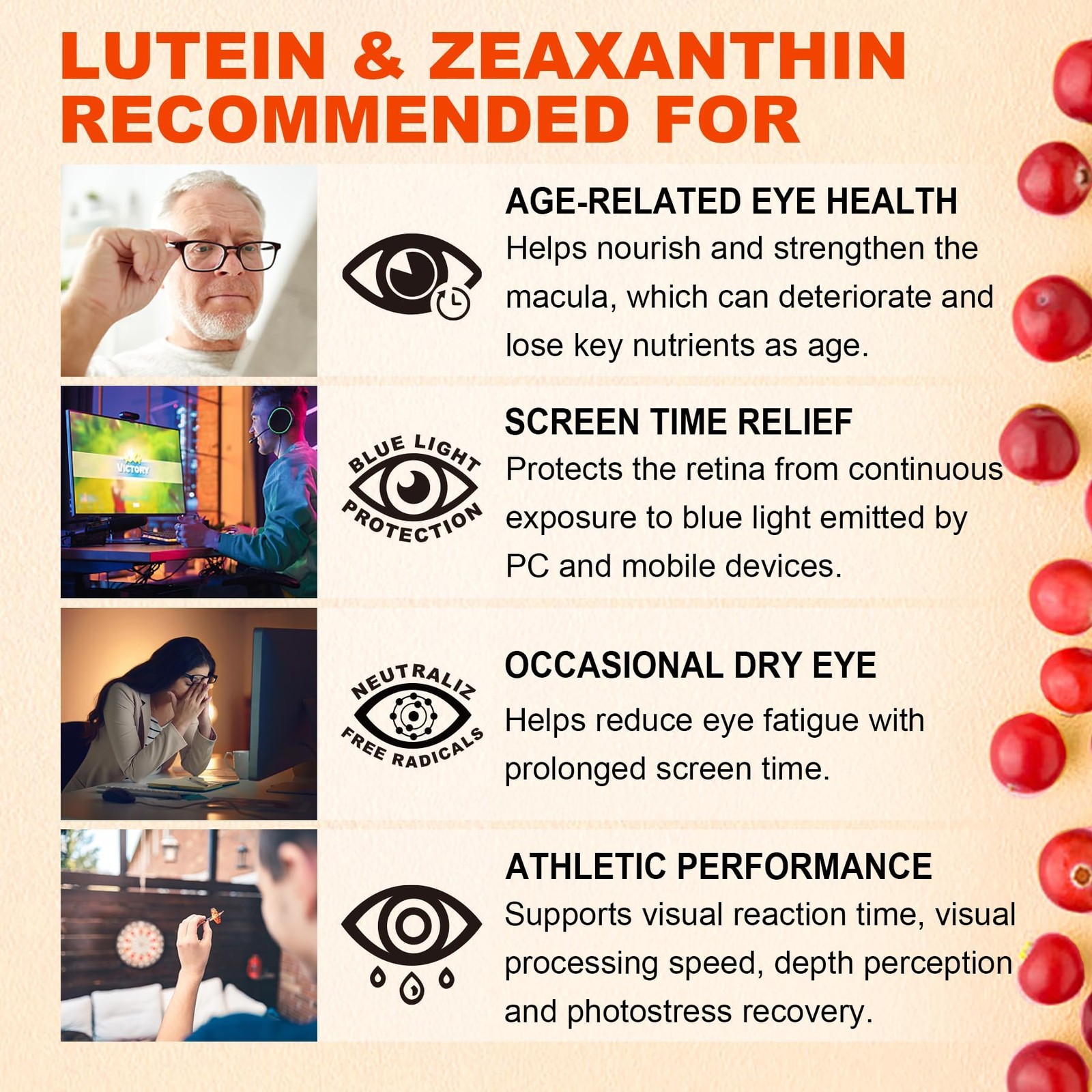 Sugar-Free Lutein Zeaxanthin Supplements Gummies (25mg) 60 Count (Pack of 1)