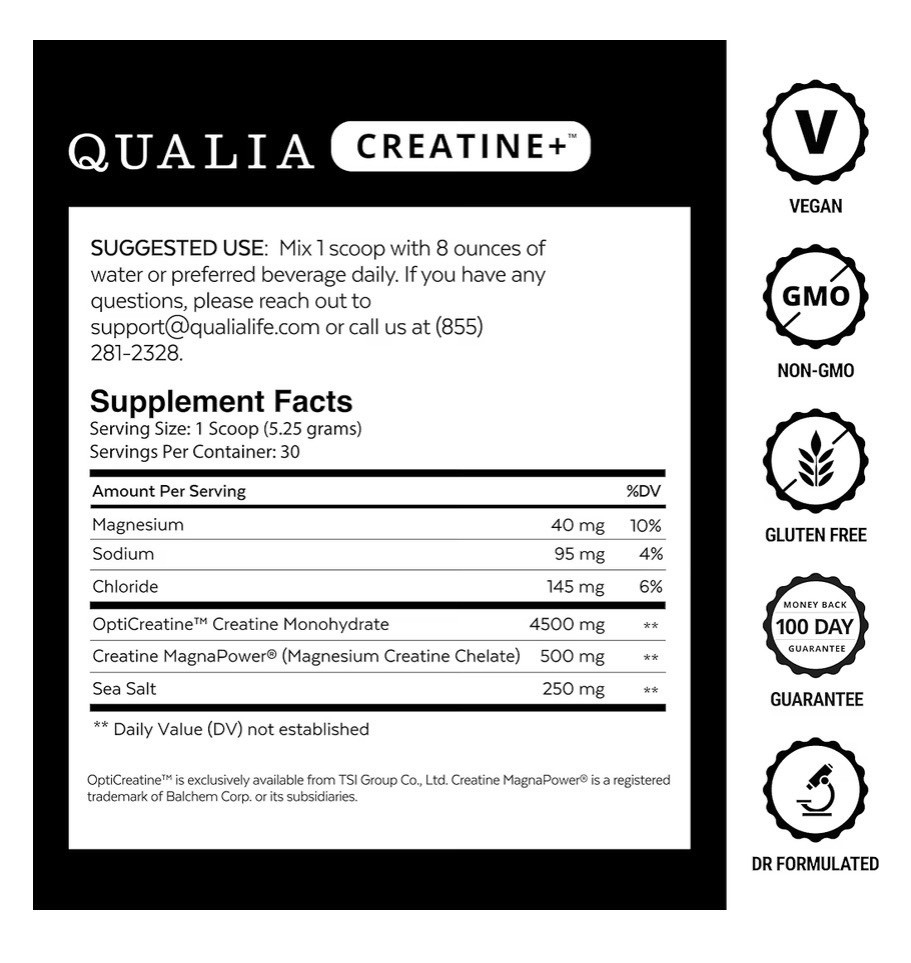 Qualia Creatine+ Advanced Creatine Complex Muscle Performance Health Aging 4.6oz