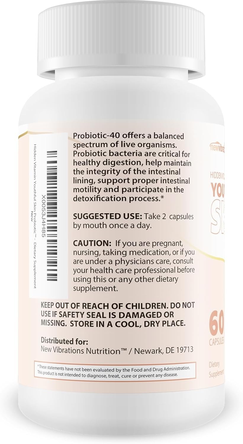 YOUTHFUL SKIN PROBIOTIC – ANTI SGING SKIN PROBIOTICS FOR WOMEN & MEN, VITAMIN D