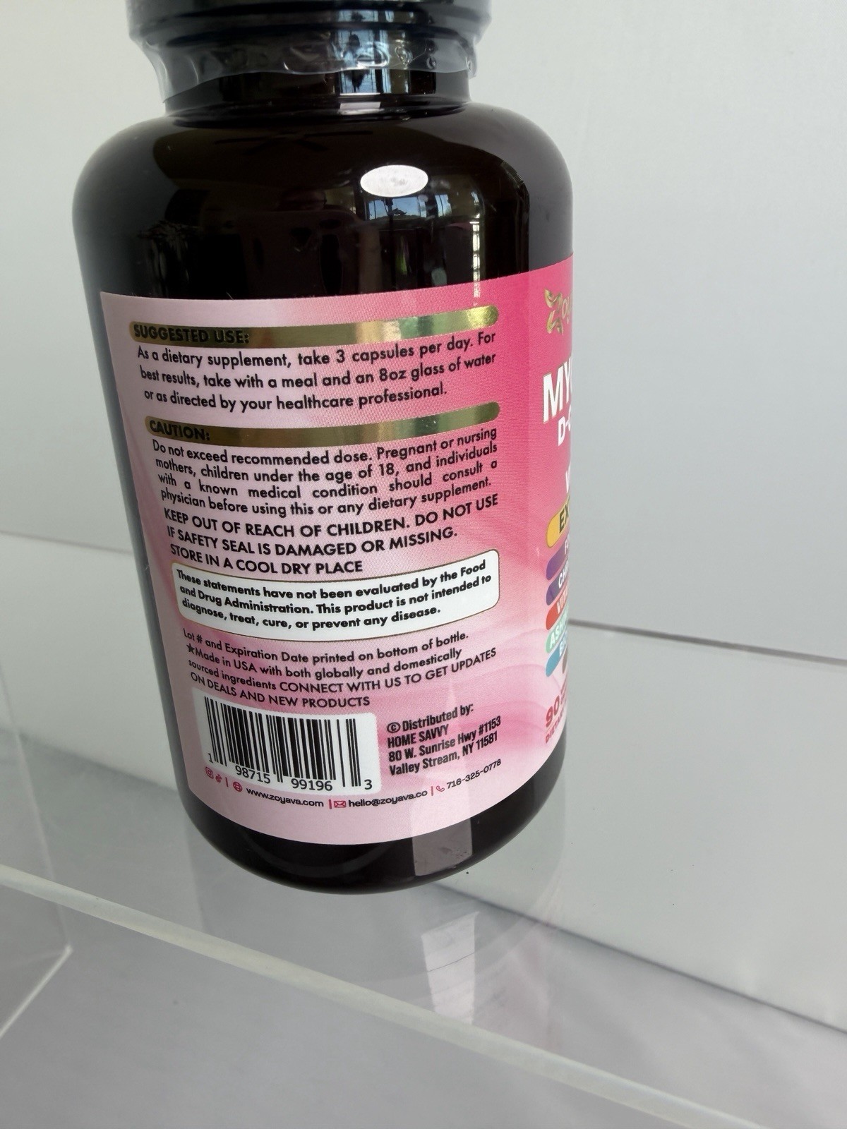 Zoyava Myo-Inositol D-Chiro Inositol Berberine Vitamin D3 K2 90 Capsules