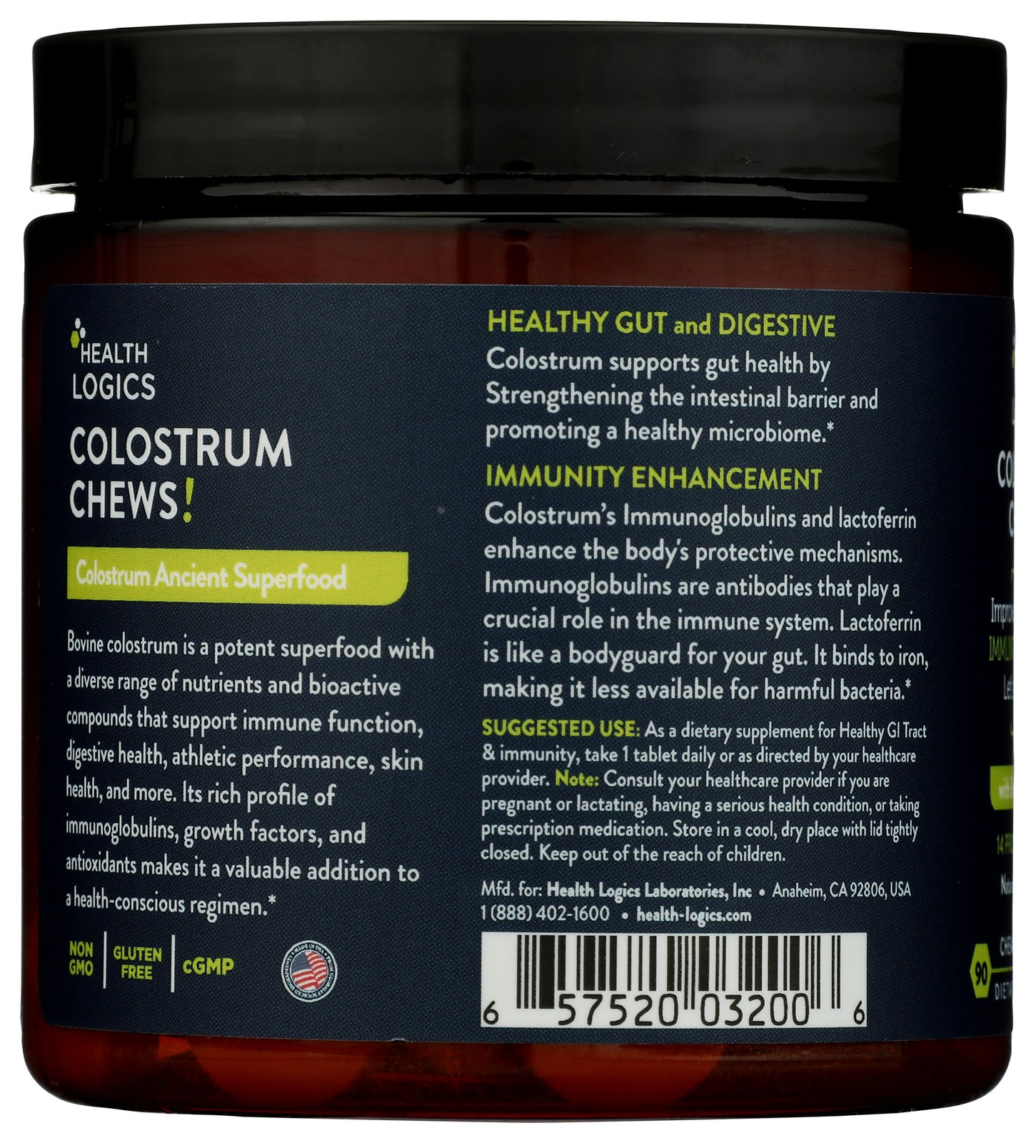 Colostrum Chewable Tablets By Health Logics With Probiotics 90 Count 90Ct 1 Pack