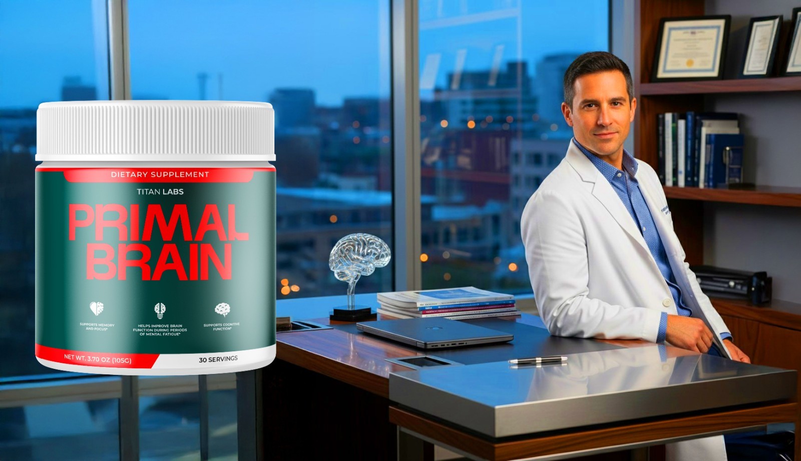 (1 Pack) Primal Brain Powder Natural Brain Support Formula PrimalBrain 30 Servs