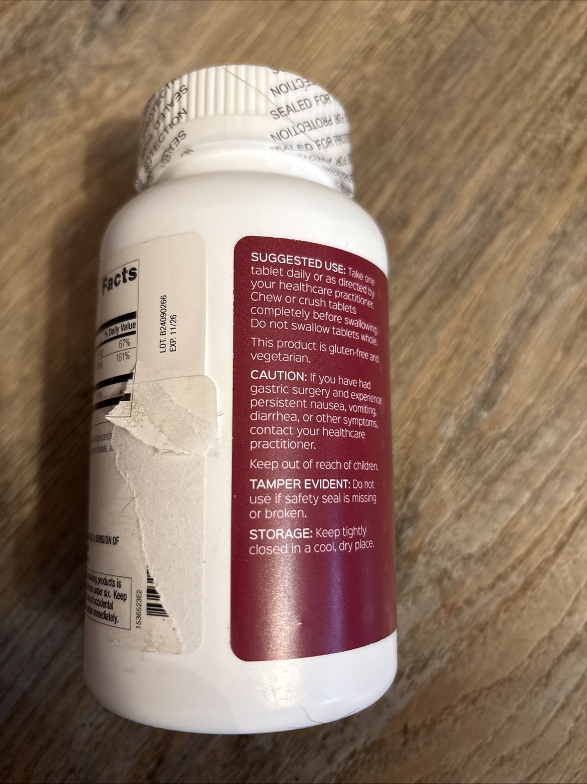 Bariatric Advantage Chewable Iron 29mg 180Tabs Passion Fruit Exp 11/2026