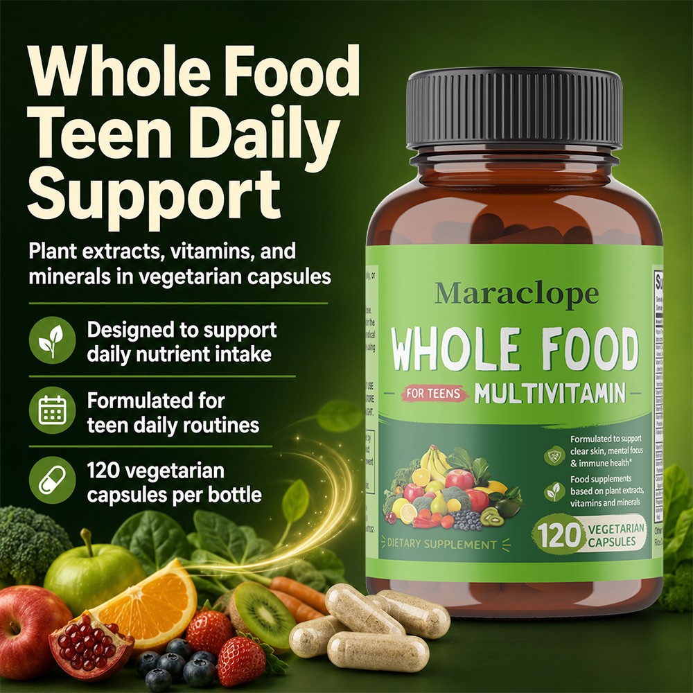 Maraclope Teen Multivitamin Vegetarian Caps for Teens Skin,Immune Wellness,120CT