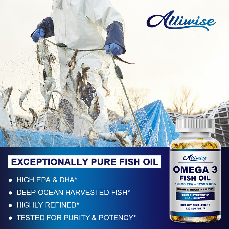 2*120 Omega 3 Fish Oil Capsules 3x Strength 1000mg EPA&DHA,Brain&Heart Health