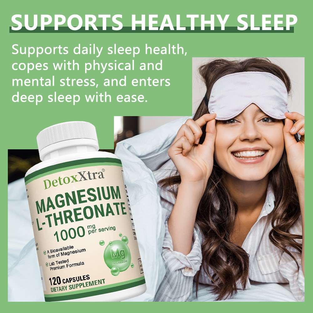 1000mg Magnesium L-Threonate Capsules, Boost Focus, Calm Mood 120 Vegan Caps