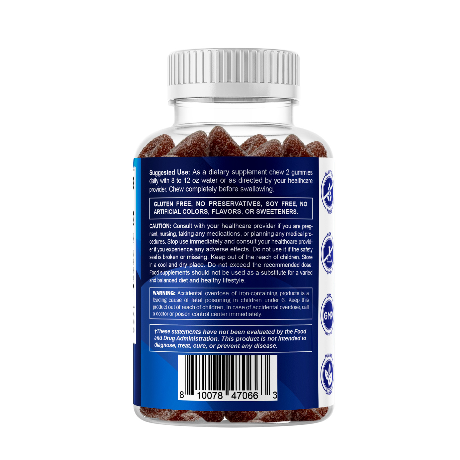 Vitamatic Iron Gummies Supplement – 20mg Serving – 60 Vegan Gummies pack of 3