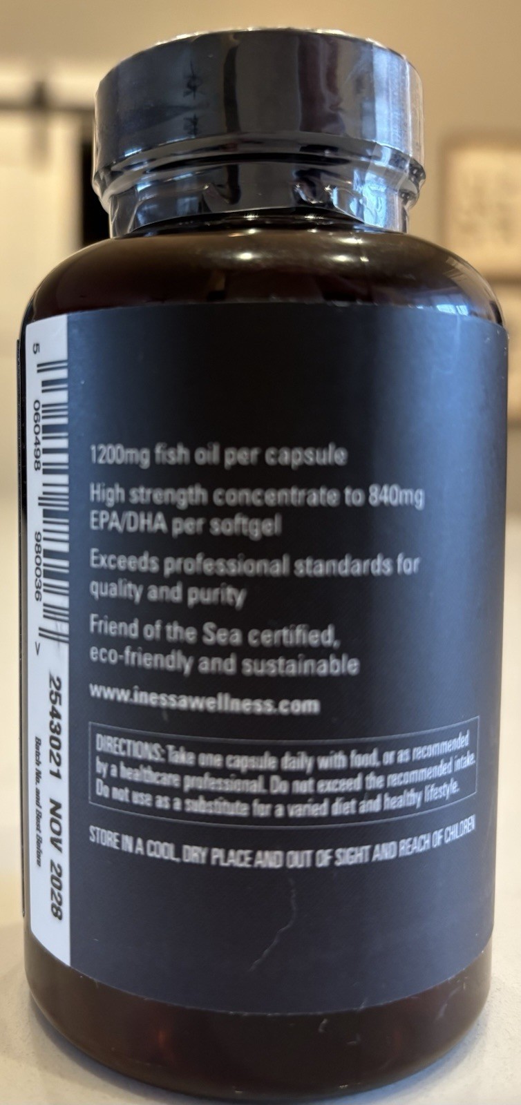 Inessa Advanced Omega 3 Fish Oil 60 Soft Gels 1200mg. Exp. 11/28 Sealed