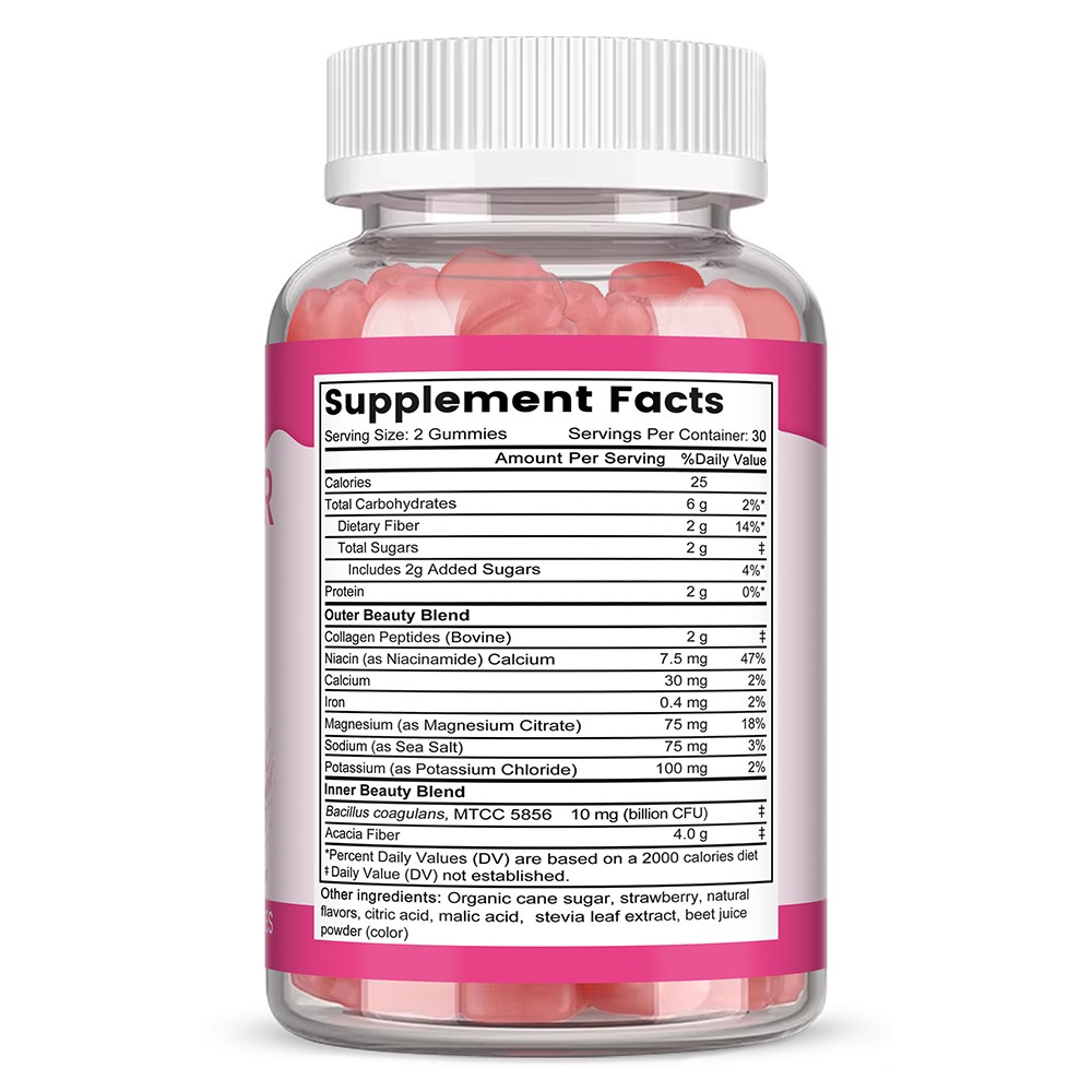 Daily Fiber Probiotics 4 G Collagen Electrolytes 60 Gummies Support Supplement