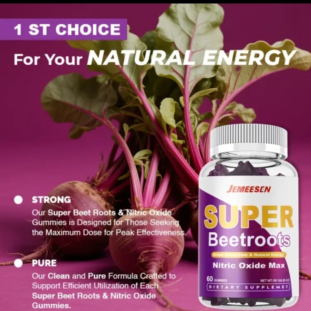 Beet Root Gummies Super Blend for Heart Health and Energy Vigor 1 Month Supp