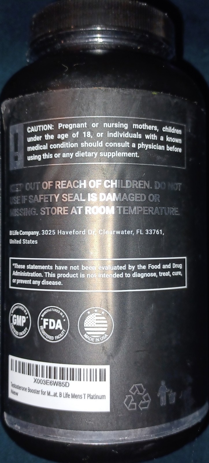 B Life Testosterone Booster Supplement Men Muscle Growth & Strength 80 Servings