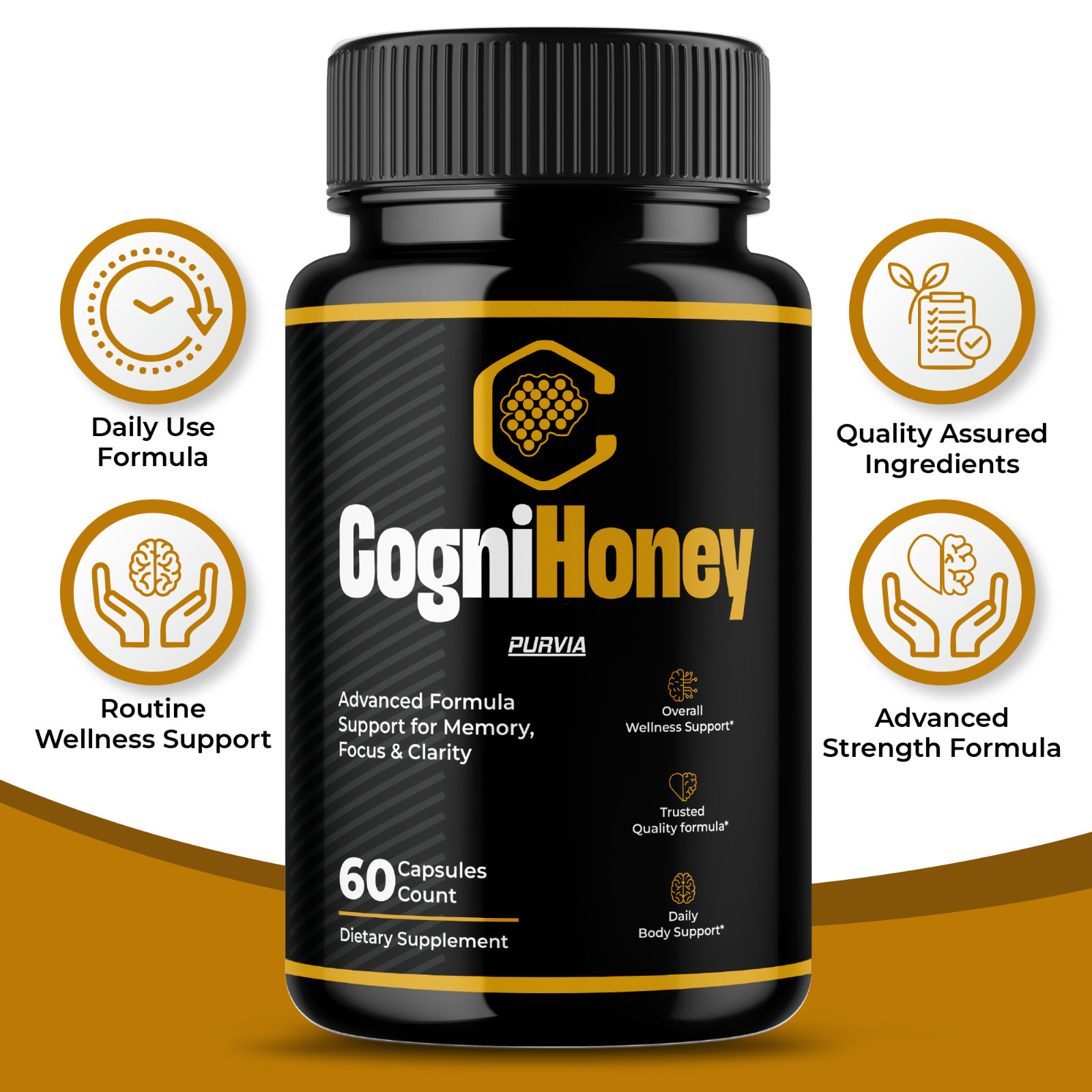 Cogni Honey Capsules Memory Focus Sharp Mind CogniHoney Supplements Pills (60ct)