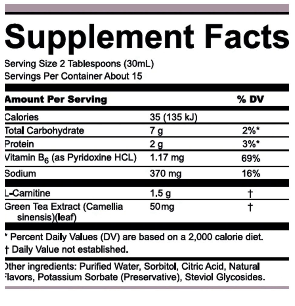 Nutriplus Liquid L-Carnitine Plus Green Tea Vitamin B6 Peach Apple 15.22 fl oz