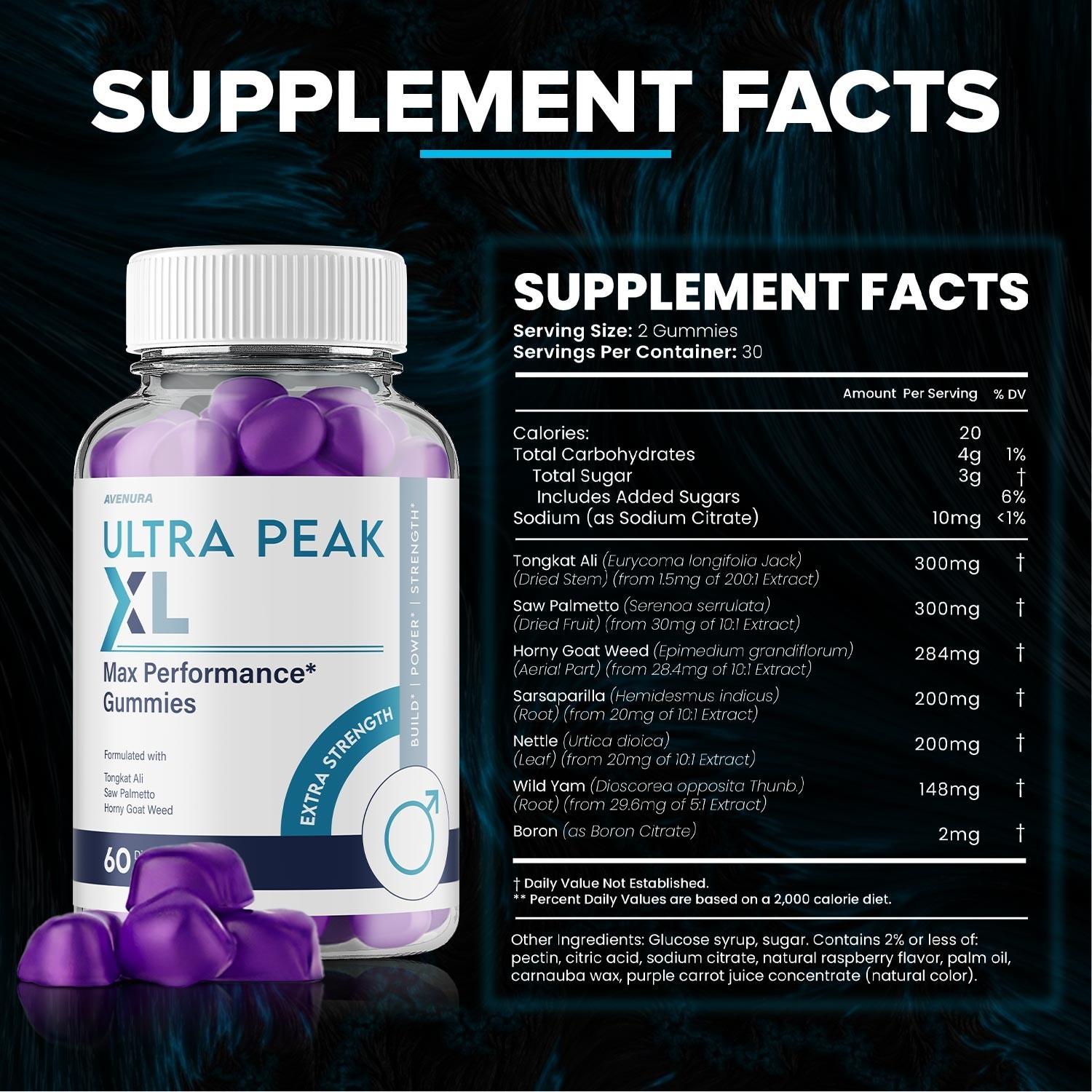 (5 Pack) Ultra Peak XL Gummies for Men – Gummy Natural Blend for Overall Support