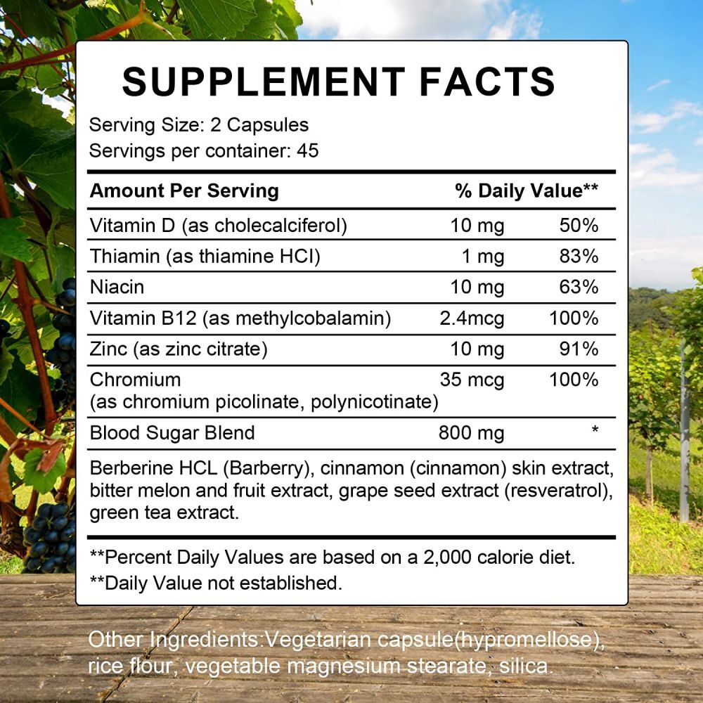 BLOOD SUGAR BLEND SUPPORT 800MG Berberine & Cinnamon 90 Capsules