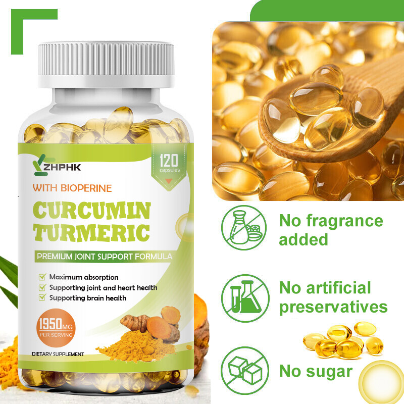 120 Capsules Premium Turmeric Curcumin 1950mg Herbal Extract with BioPerine HOT
