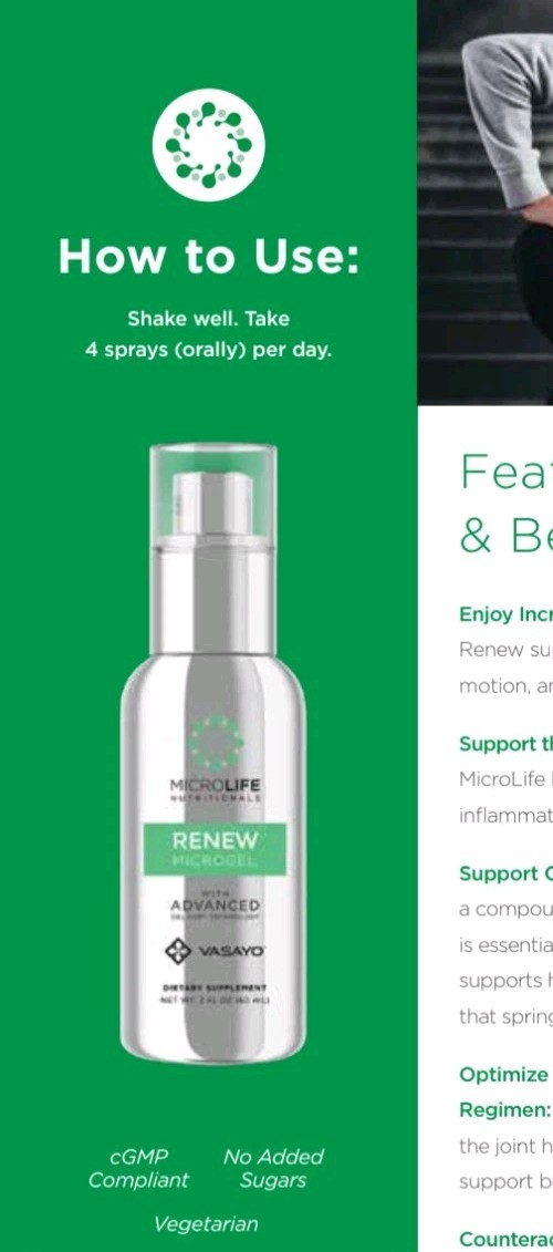 NEW! Microlife Renew Microgel by Vasayo Advanced Inflammatory Support 2fl oz