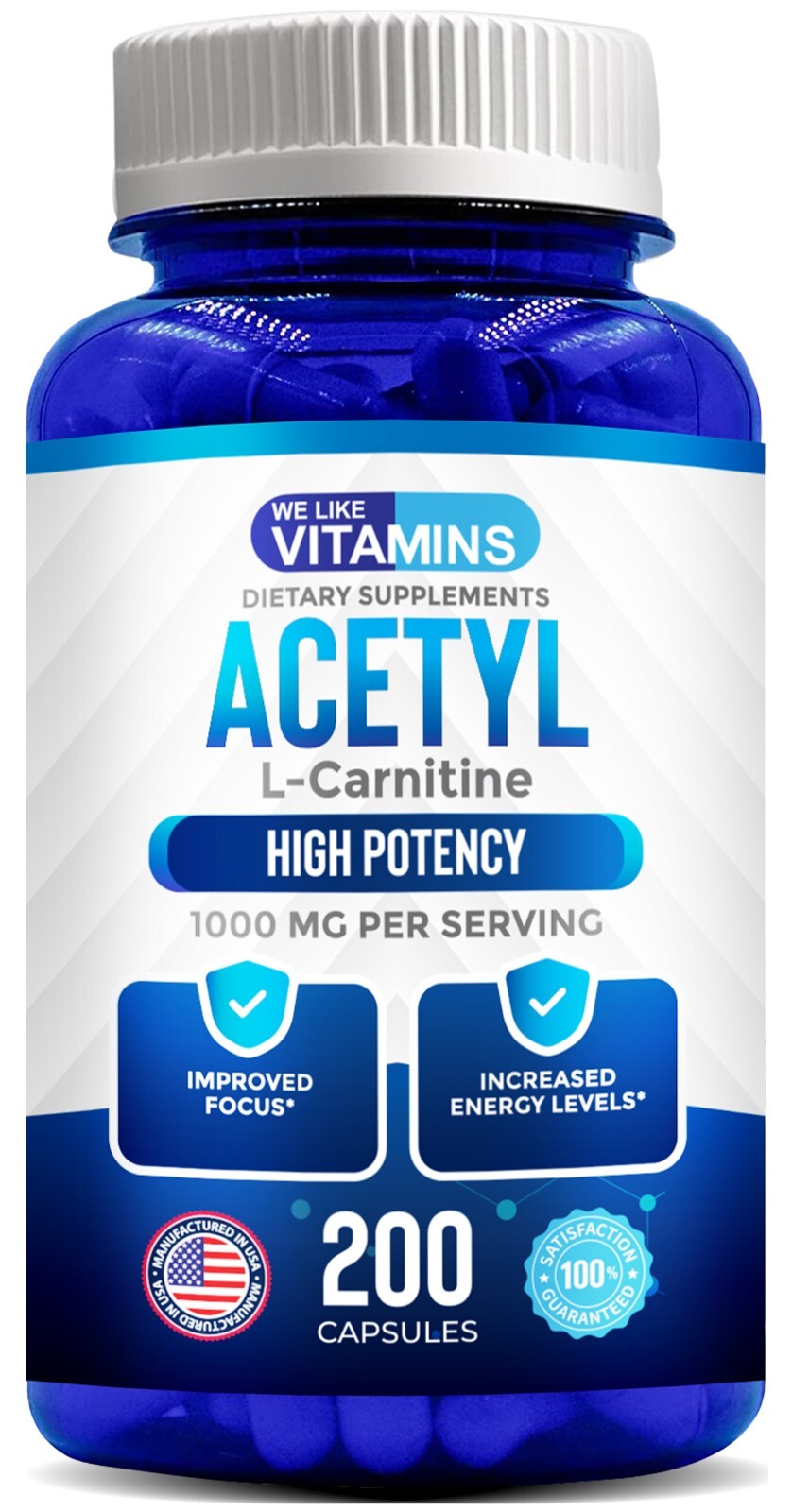 Acetyl L-Carnitine 1000mg Capsules – 200 We Like Vitamins