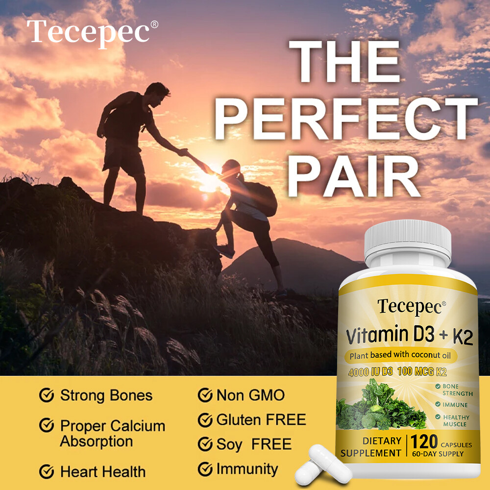 Vitamin D3+K2 Capsules,Supports Bone &Joint Health,Balance Cardiovascular Health