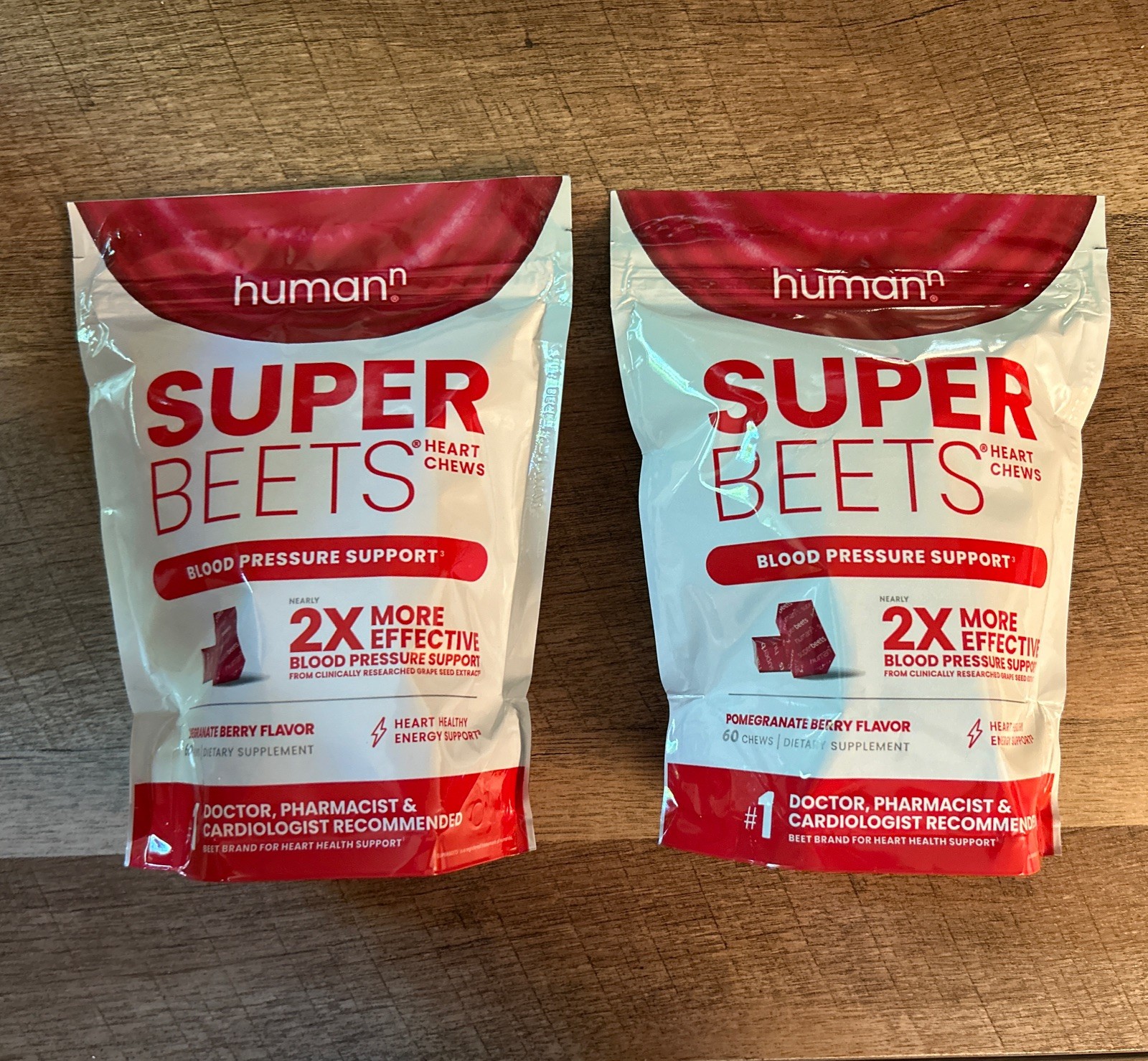 Human-N Super Beets Pomegranate Chews, 60 Count, Heart Chews. Best By 10/2025