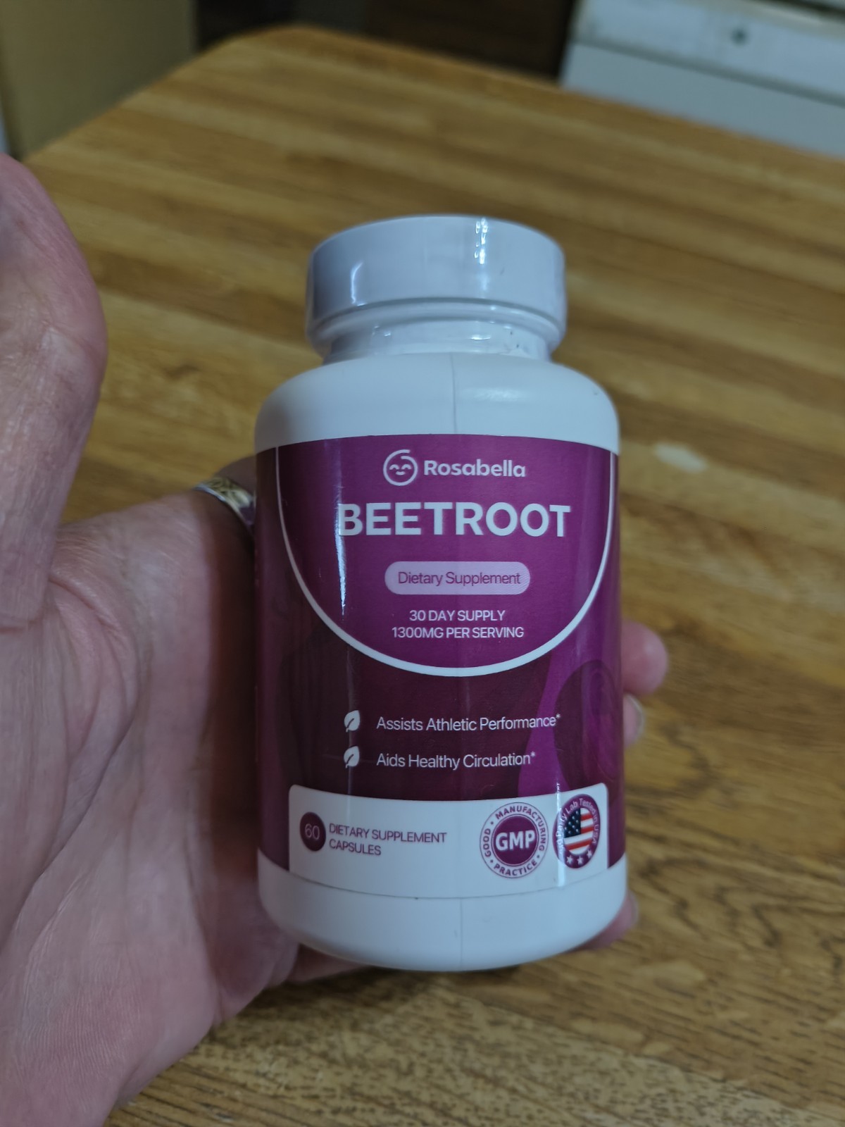 Rosabella Organic Beetroot 1300mg Capsules 60 Count for Athletic Performance