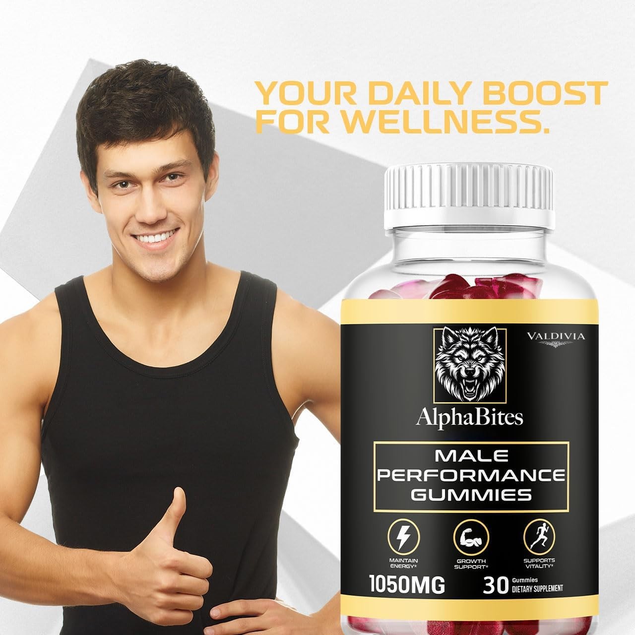 Valdivia Alpha Gummy Pro 30 Gummies Men’s Health Supplement Made in USA Male