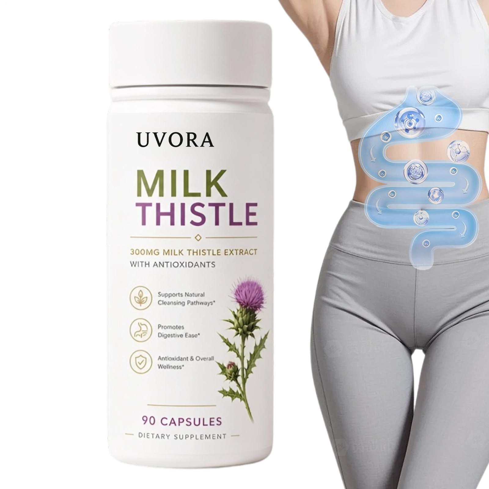 Uvora Milk Thistle, Liver Health Vitality Supplement 90 Count Health Pill