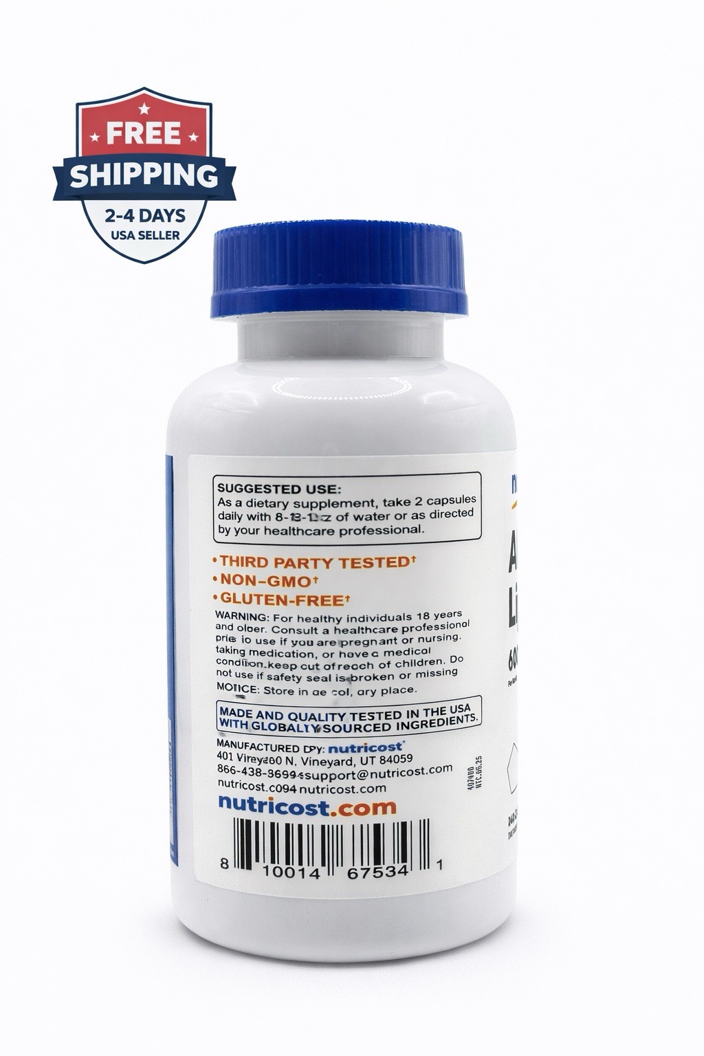Nutricost Alpha Lipoic Acid 600mg ALA 240 Capsules 120 Servings Vegan