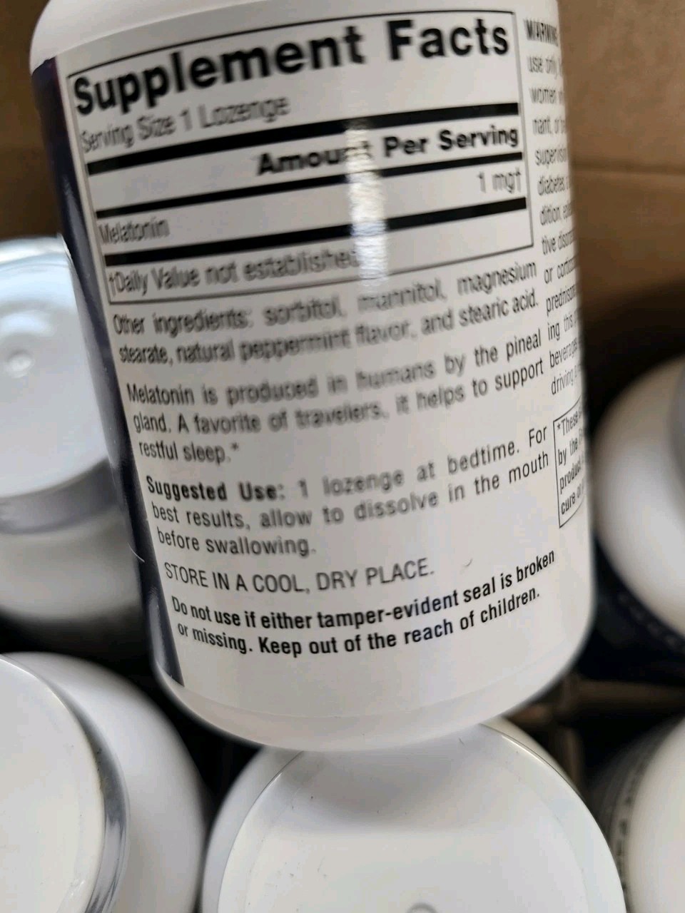 2- bottles of Source Naturals Melatonin 1.mg, Peppermint, 300 lozenges each =600