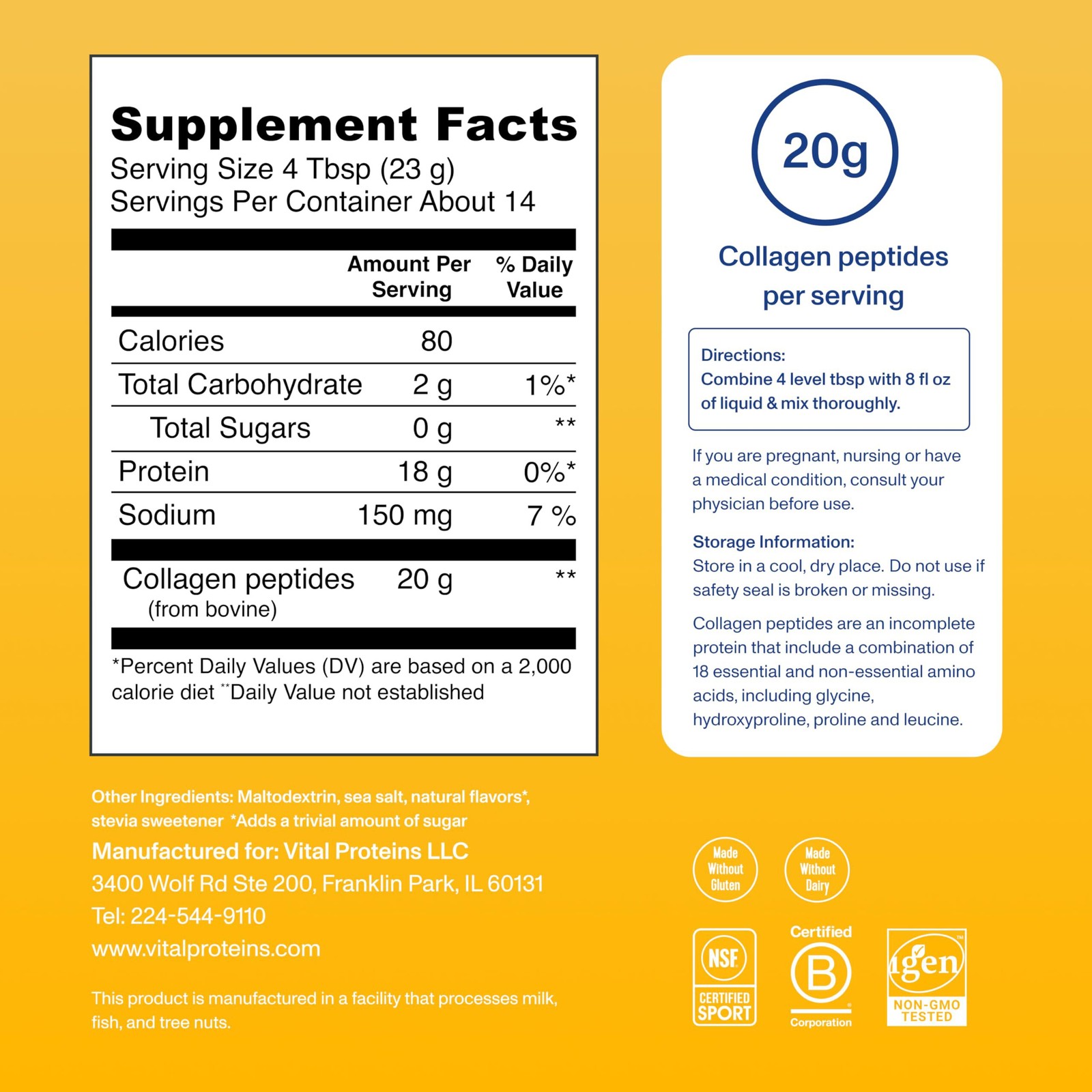 1/2027 Vital Proteins Collagen Peptides Powder Vanilla – Supports Hair, Skin, Na