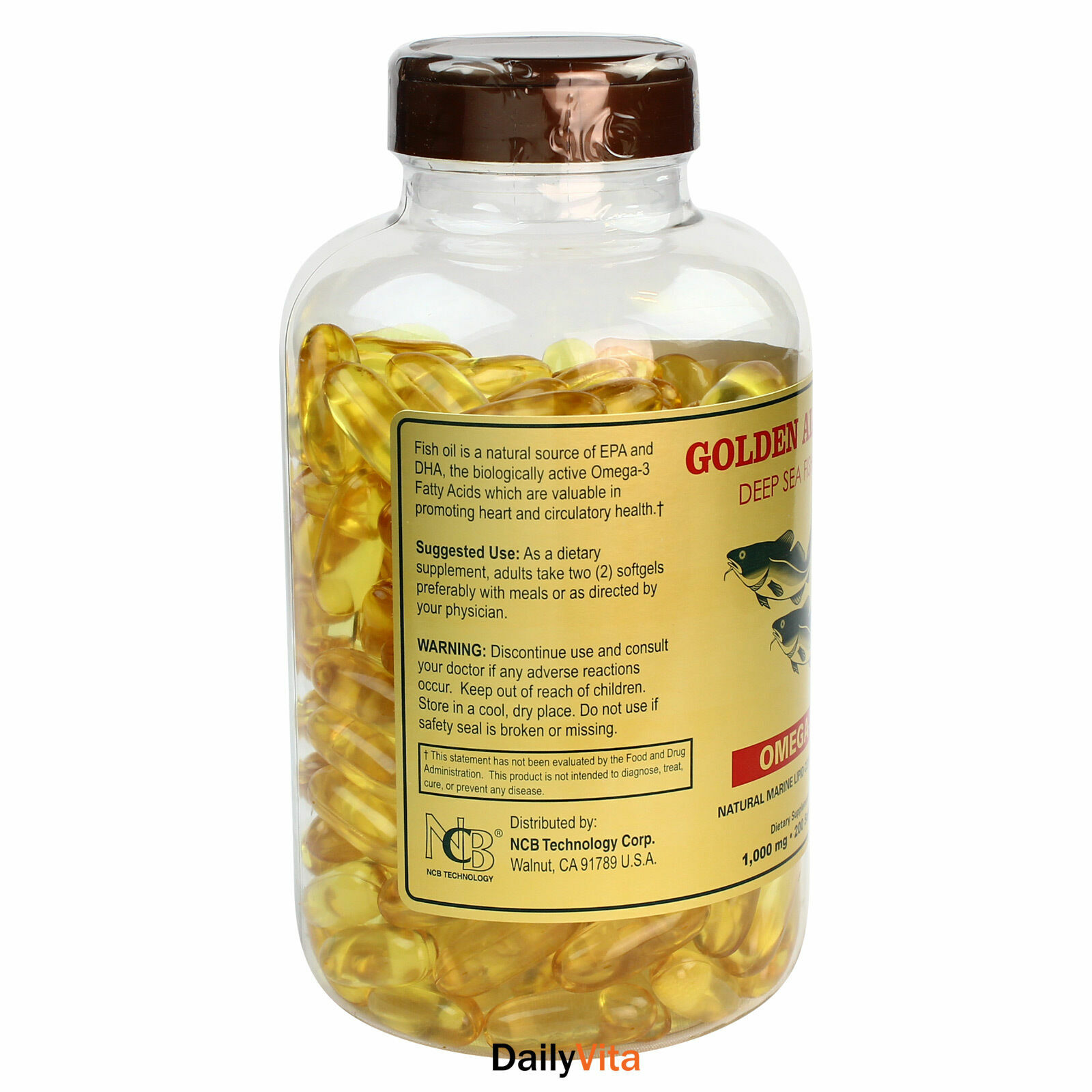3 x NCB Golden Alaska Deep Sea Fish Oil 1000 mg 200 SG Fresh Made In USA