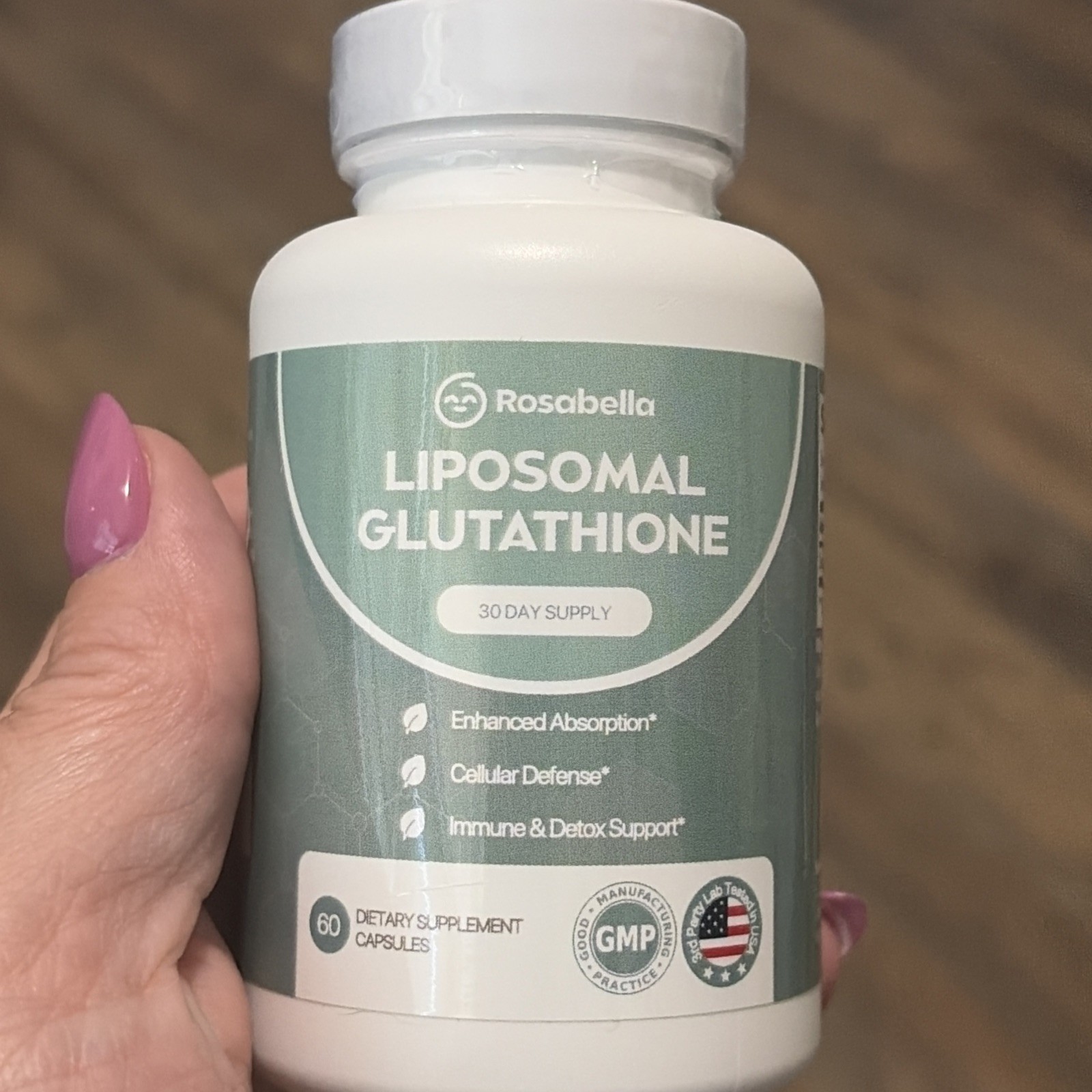 Rosabella Liposomal Glutathione 500mg Immune Detox Vegan GMP 60 Capsules