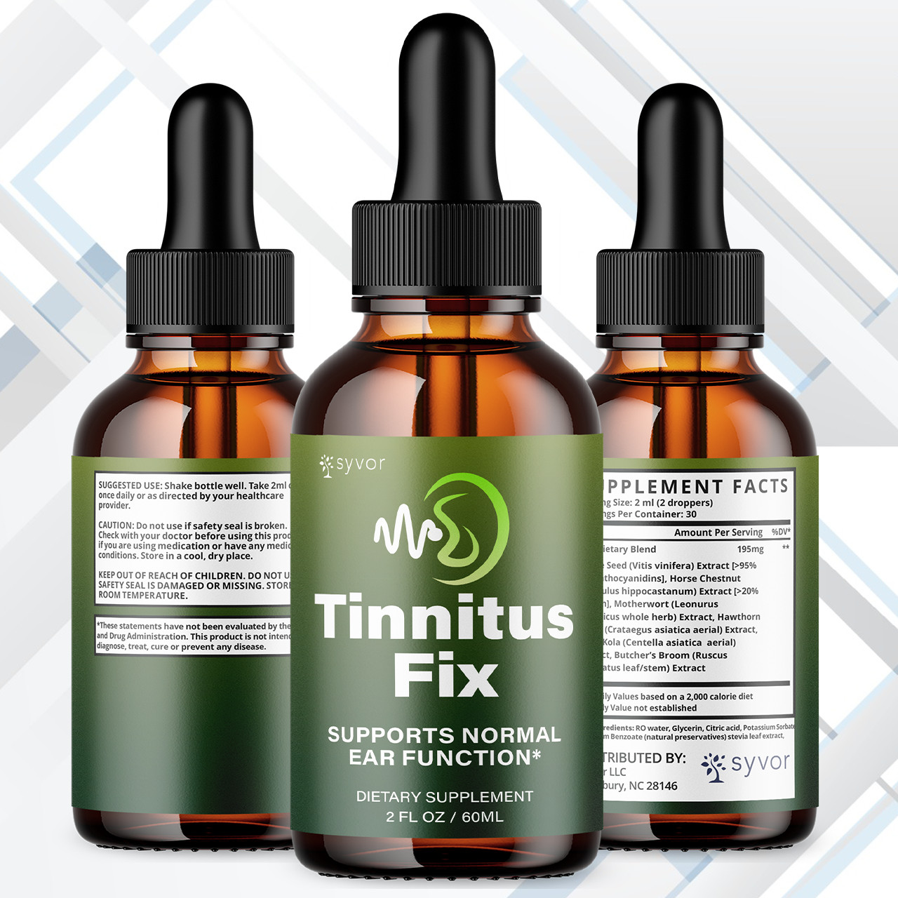 (1 Pack) Tinnitus Fix Ear Health Drops All Natural TinnitusFix Vitamin 30 Servs