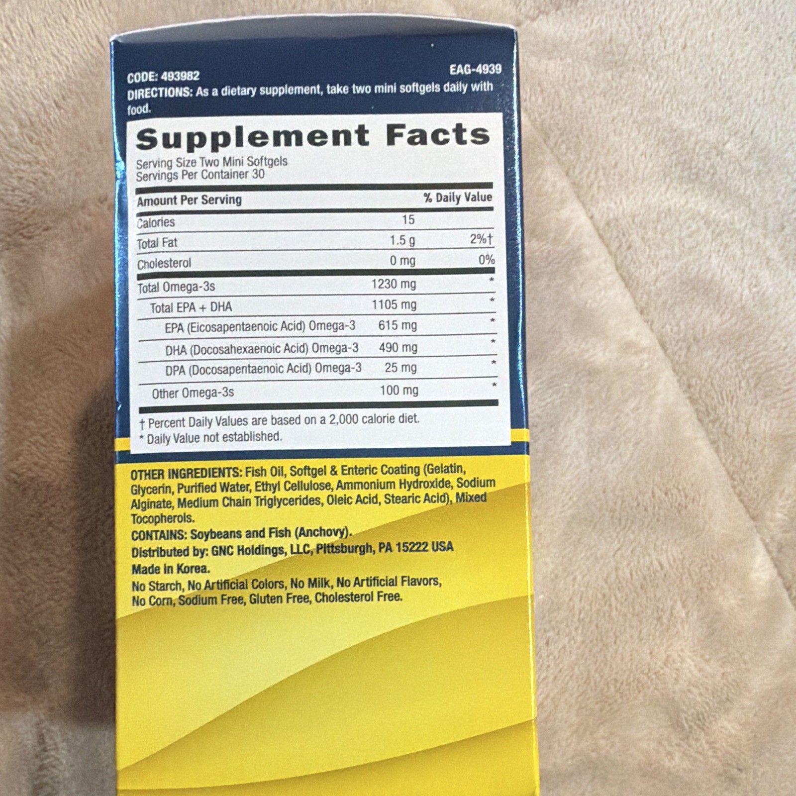 GNC 97% High Purity Fish Oil Omega-3 Mini Softgels 60ct IFOS Exp 06/27