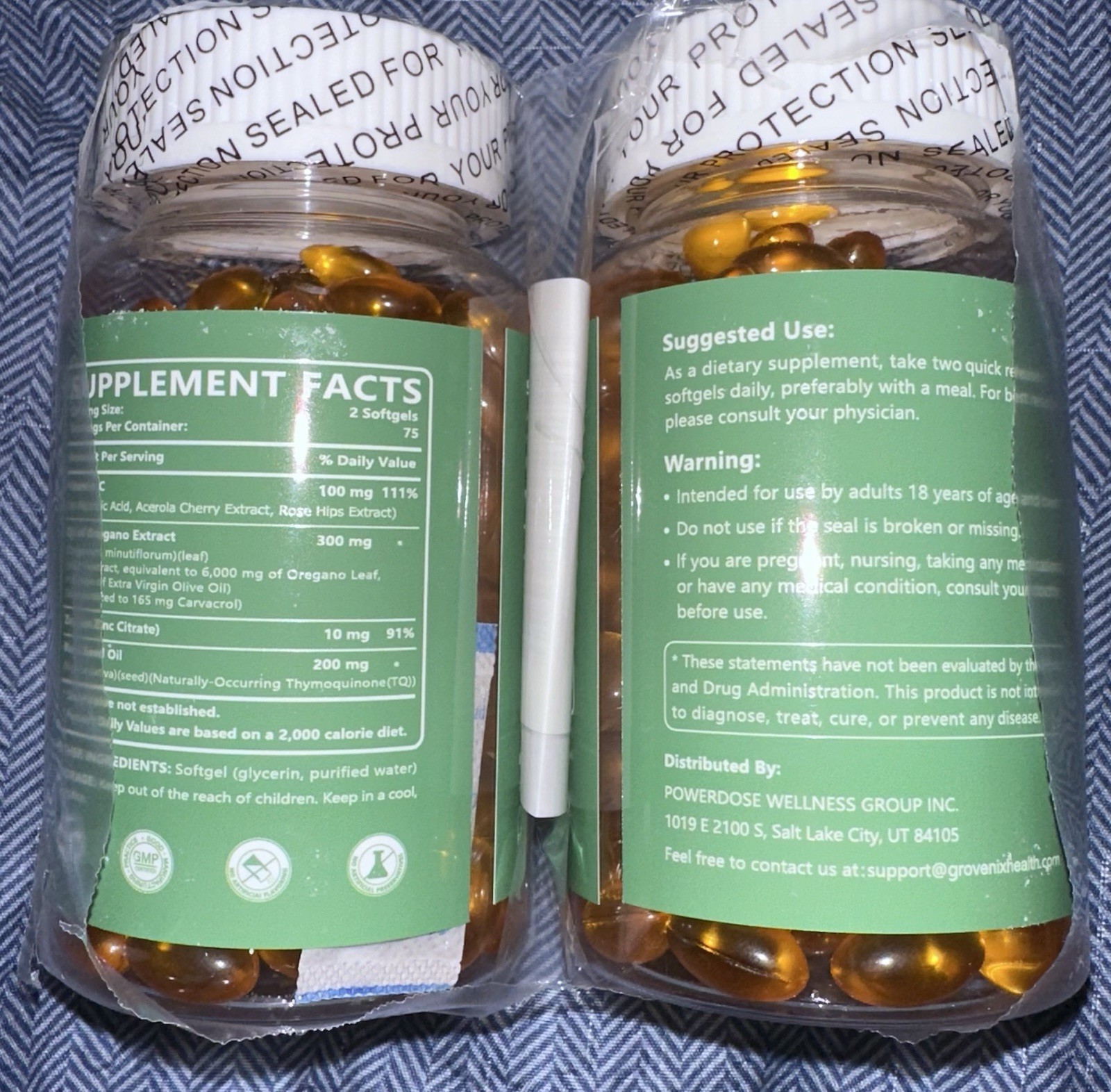 Grovenix Oil of Oregano Black Seed Oil Vitamin C Zinc 6000mg 150 Softgels