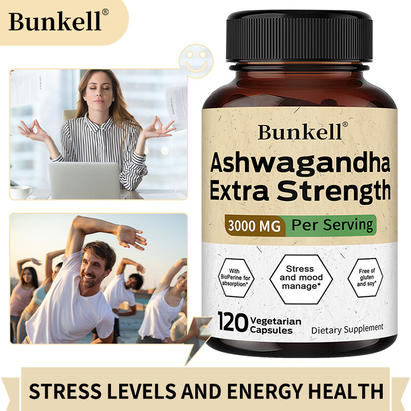 Organic Ashwagandha Capsules 3000mg Supplement w/ Black Pepper Root Powder