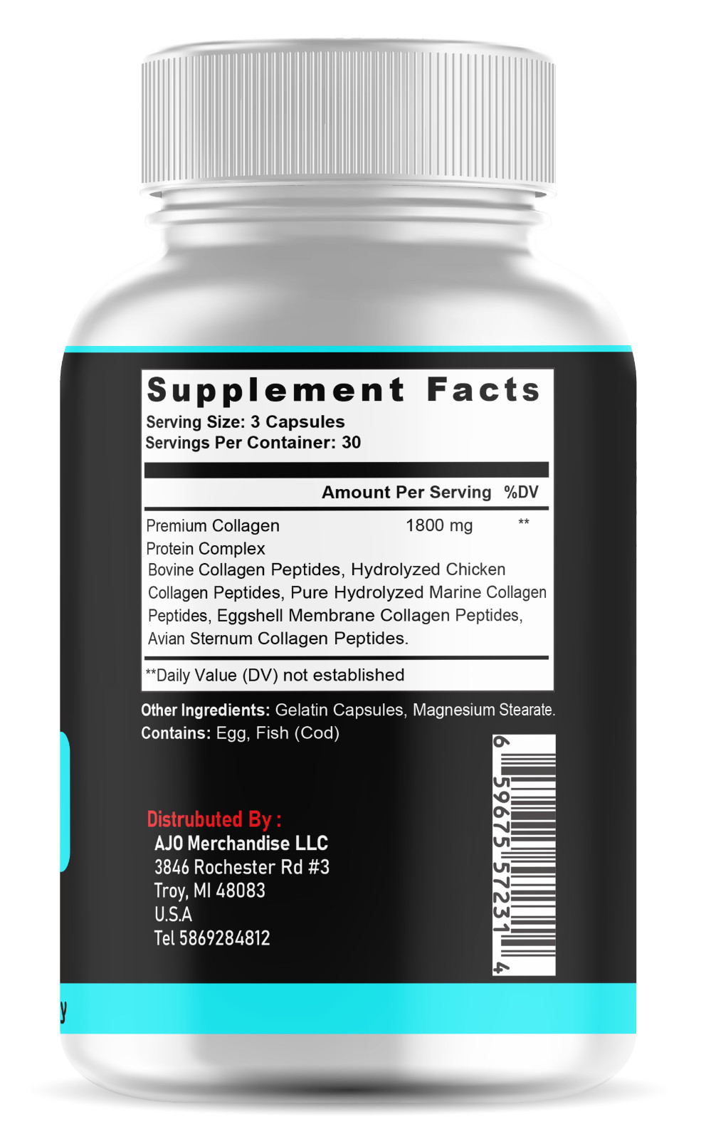 Multi Collagen Pills 1800mg – Support Hair, Skin, and Nails – Support Anti Aging