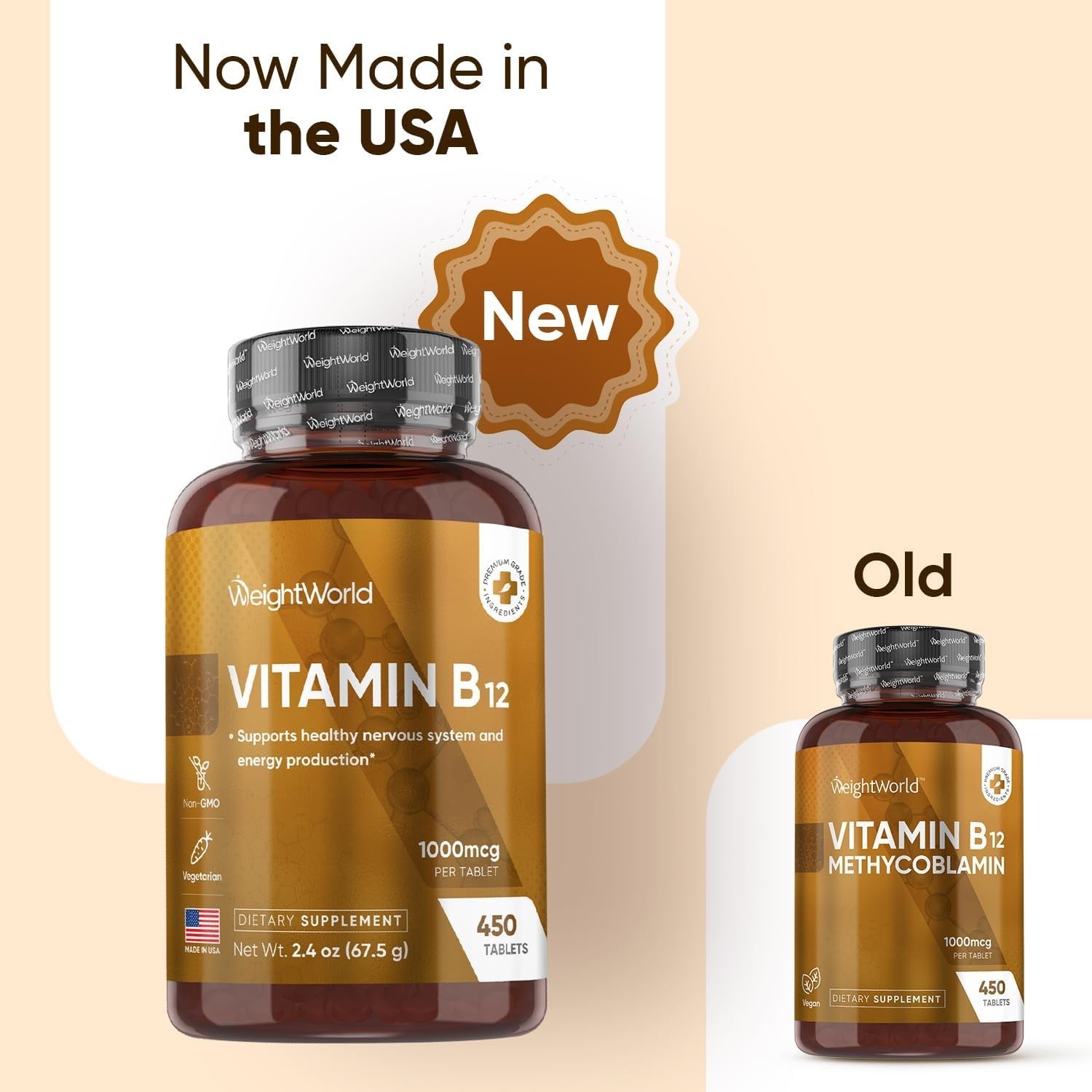 WeightWorld Vitamin B12 1000mcg 450 Tablets – Energy & Nervous System Support
