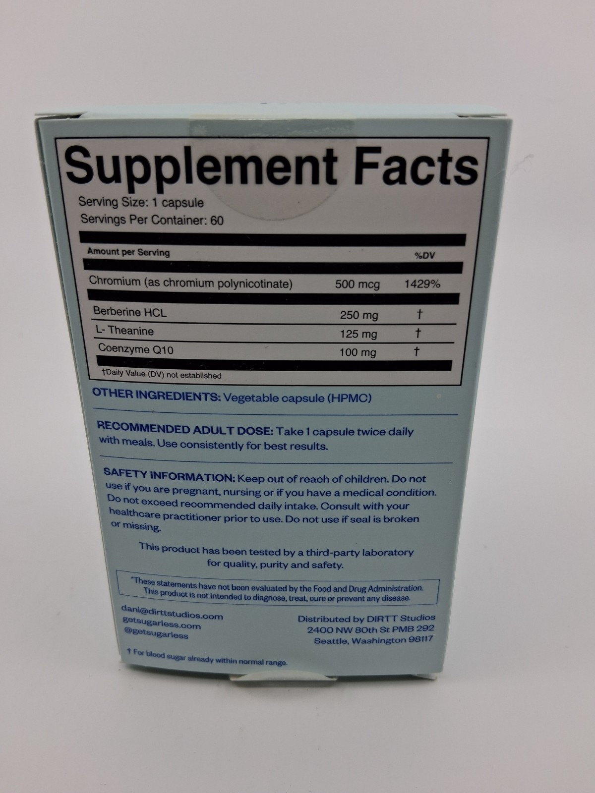 DIRTT Studios Sugarless – Sugar Craving Support – 60 Capsules EXP 12/2025