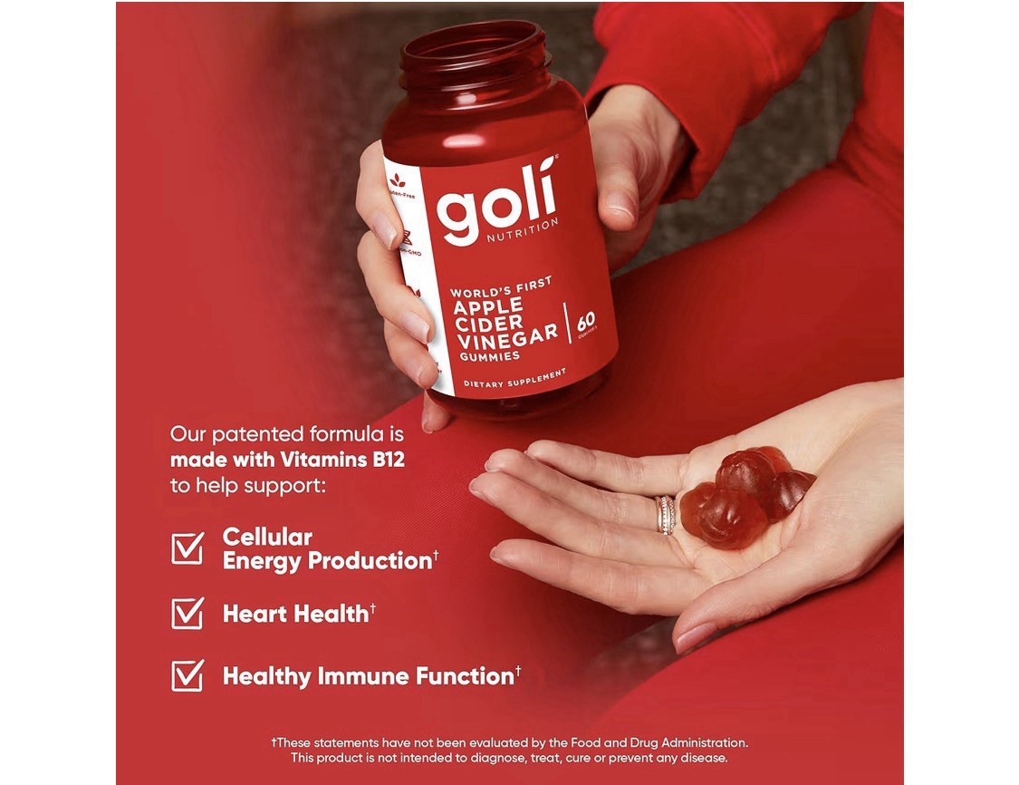 Goli Nutrition Apple Cider Vinegar Gummies w/ Vitamin B12 Vegan 60 Ct