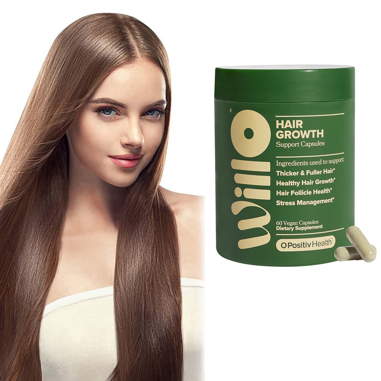 1-3 Pack O Positiv Willo Hair Growth Support For Women Hair Health 60 Capsules*