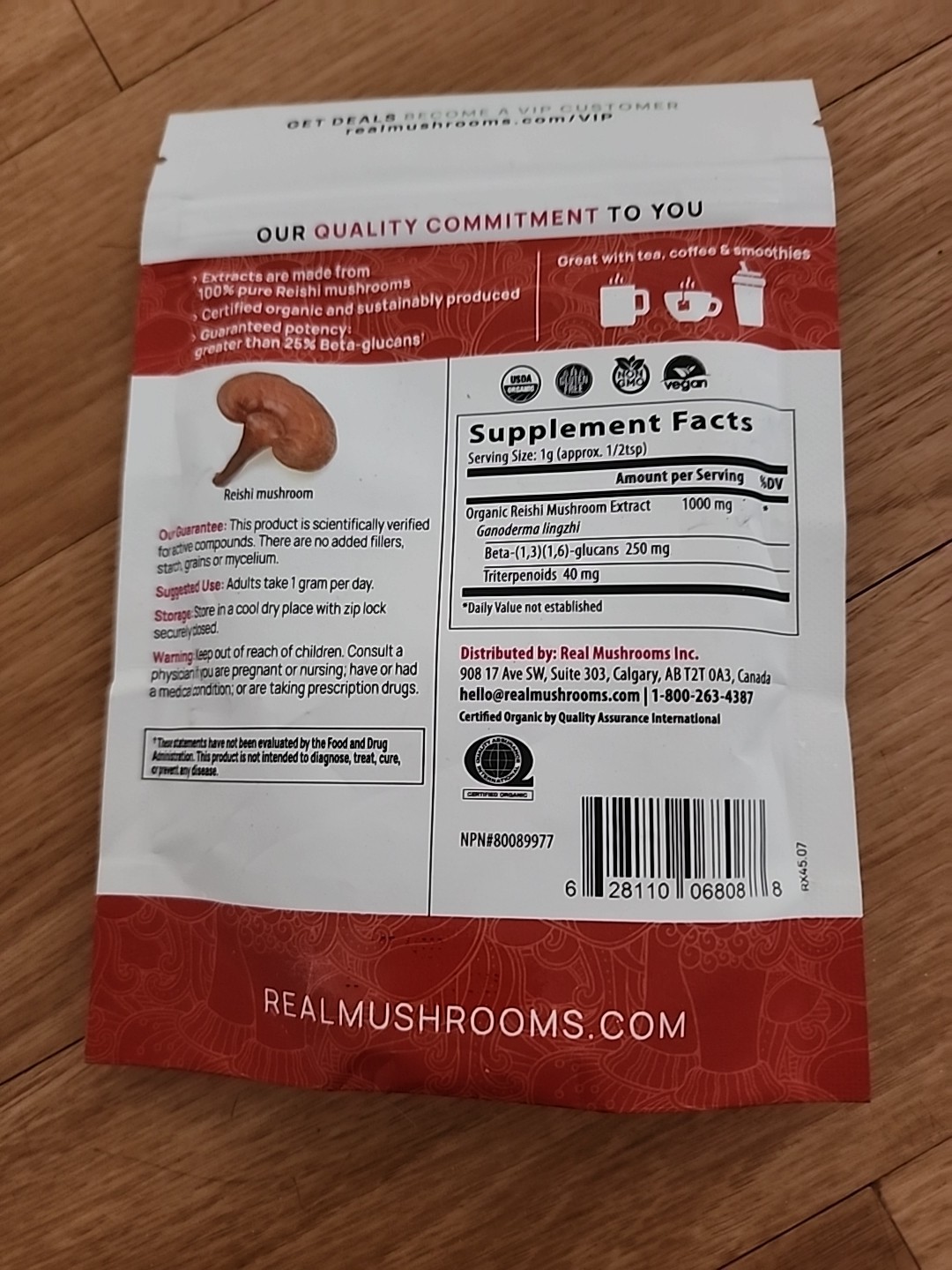Reishi, Organic Mushroom Extract Powder, 1.59 oz (45 gm) Sealed