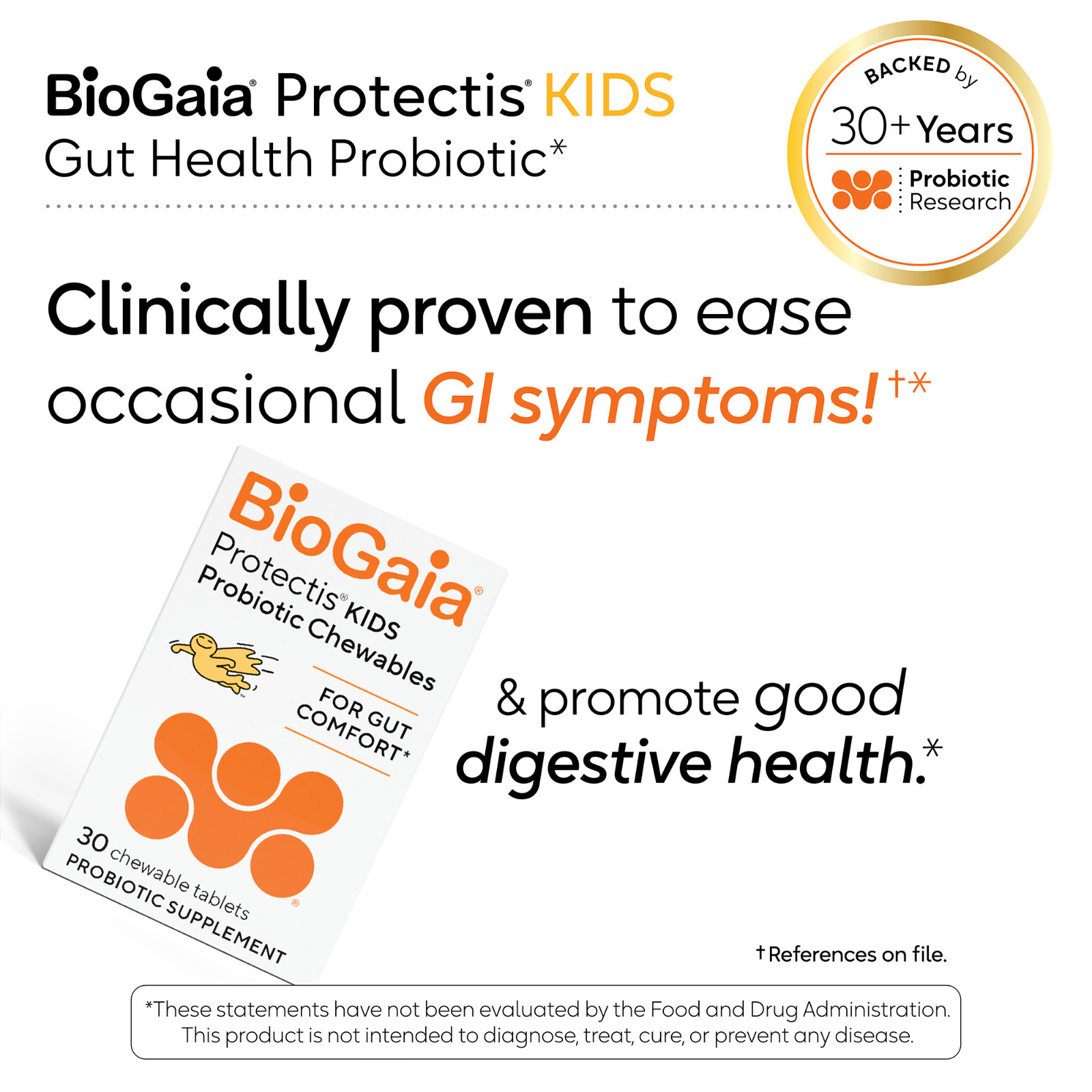 BioGaia ProTectis Chewable Tablets for Toddlers, Kids, and Teens, 30 ct, 1 pack