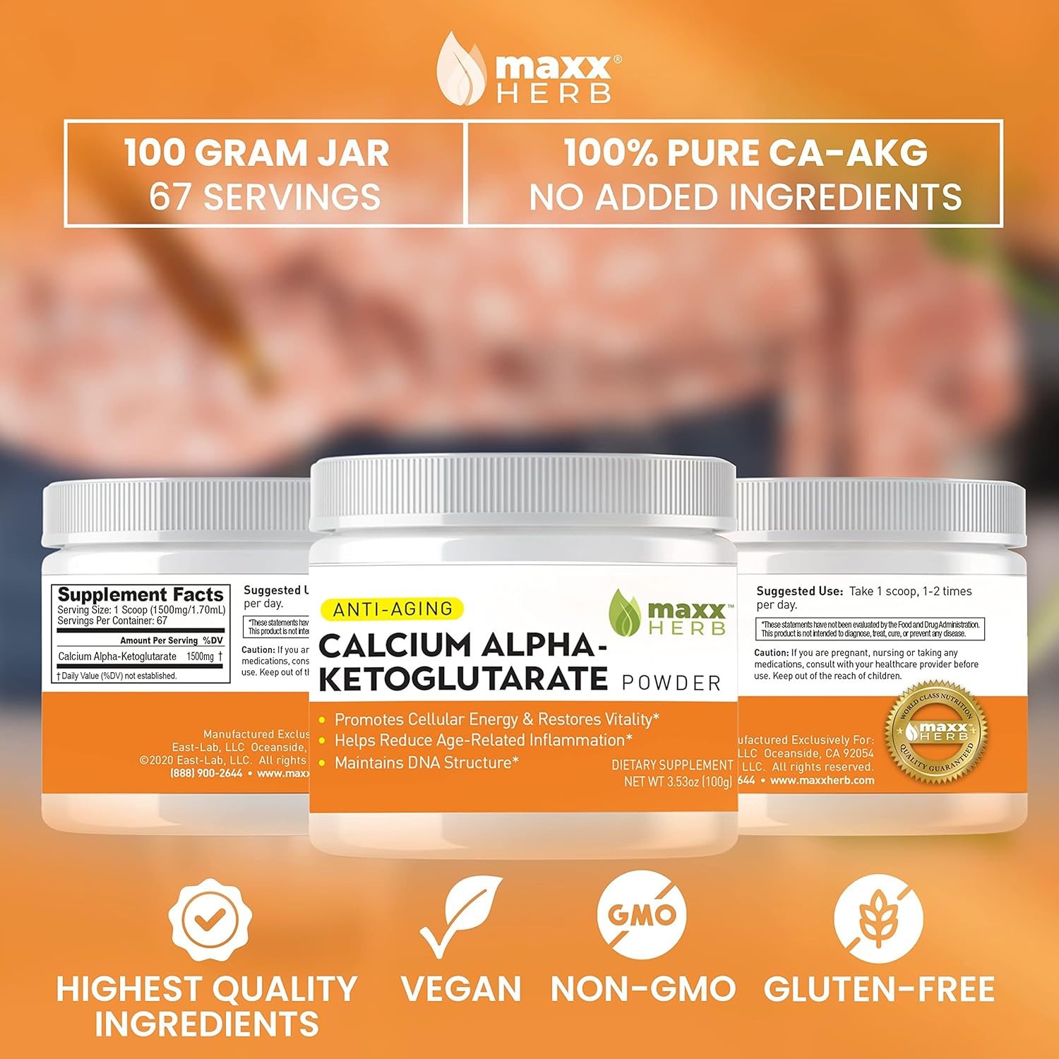 Maxx Herb Calcium AKG, Pure Calcium Alpha – Ketoglutarate Powder (Ca-AKG)